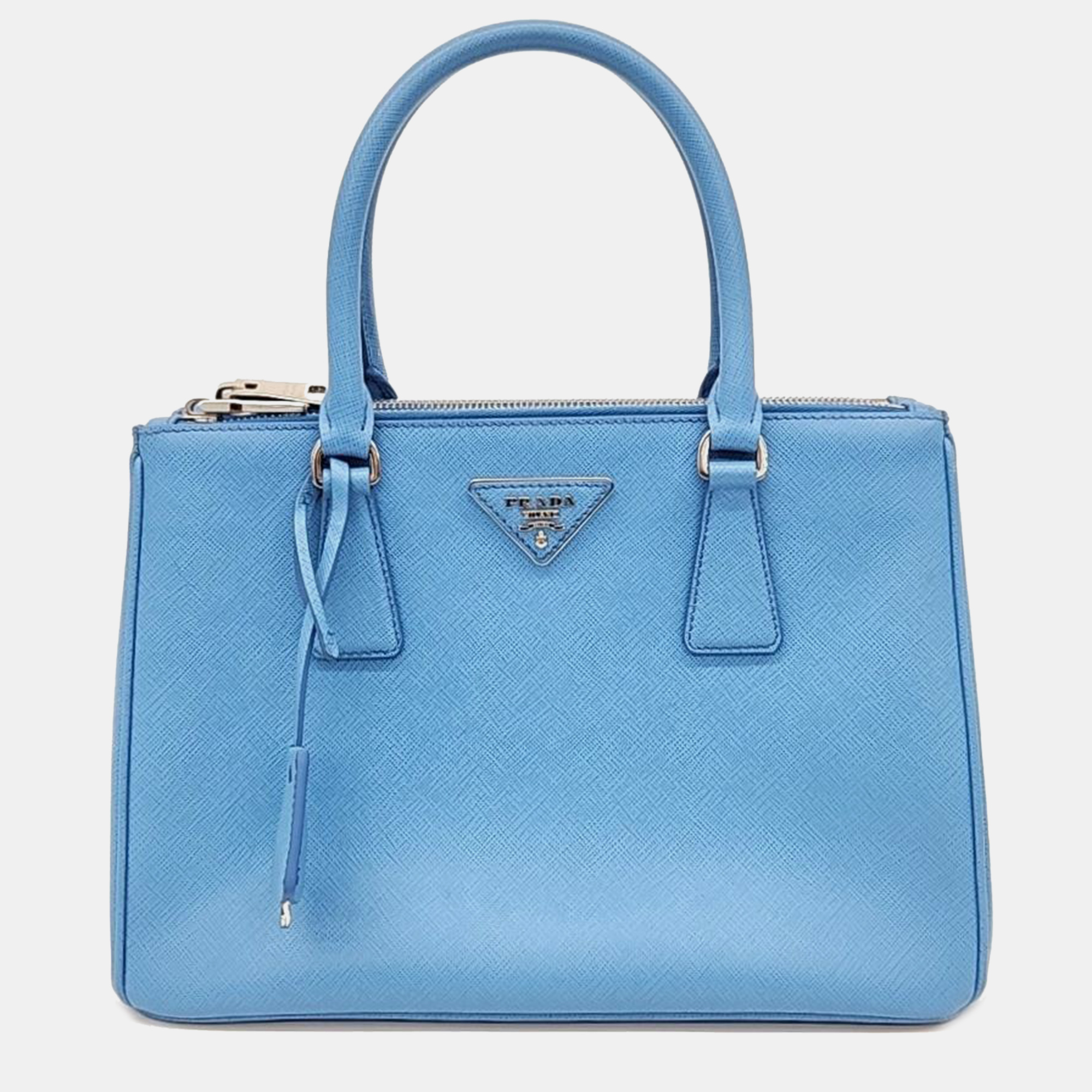 Pre-owned Prada Saffiano Lux Tote Bag In Blue