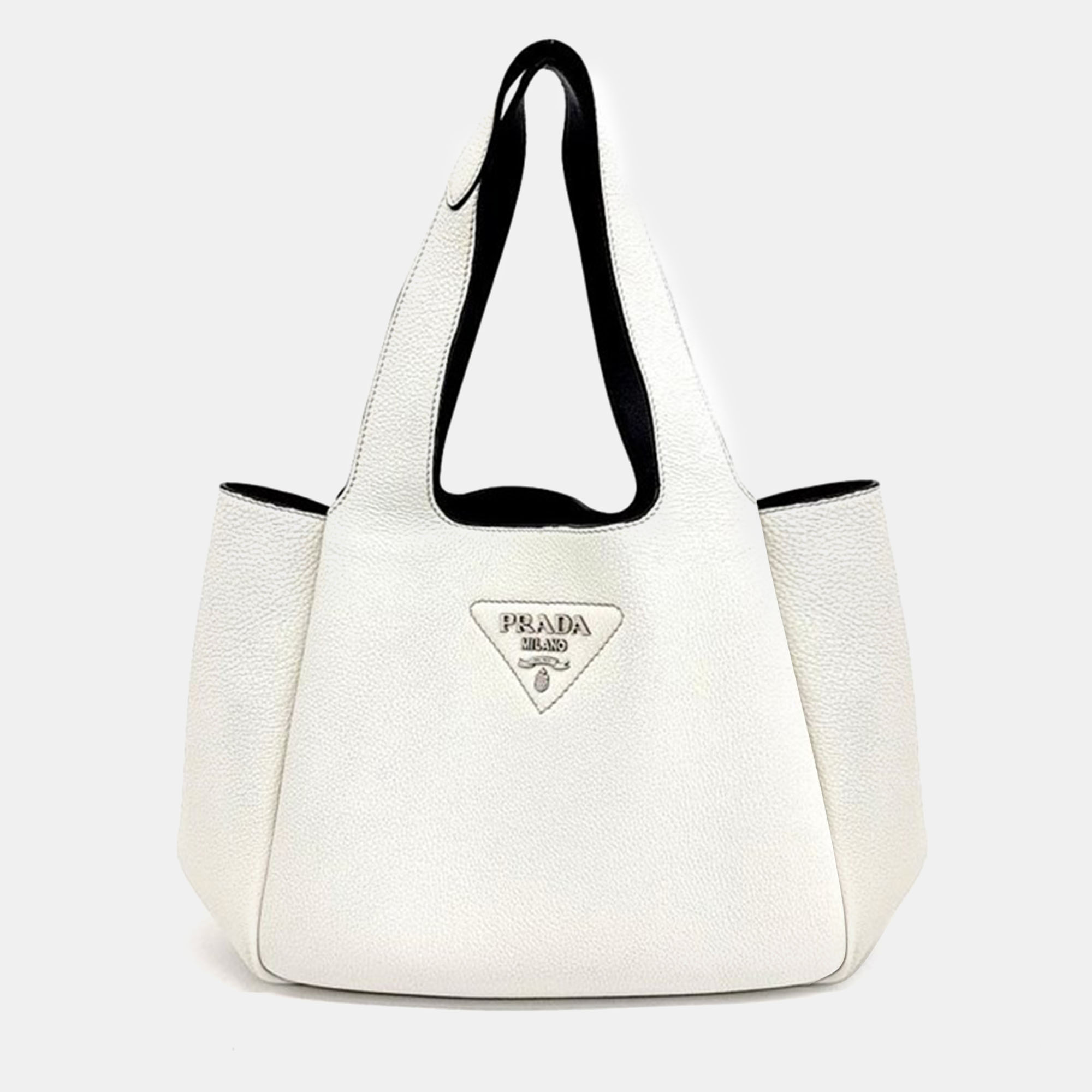 

Prada Vitello Dino Soft Tote Bag, White