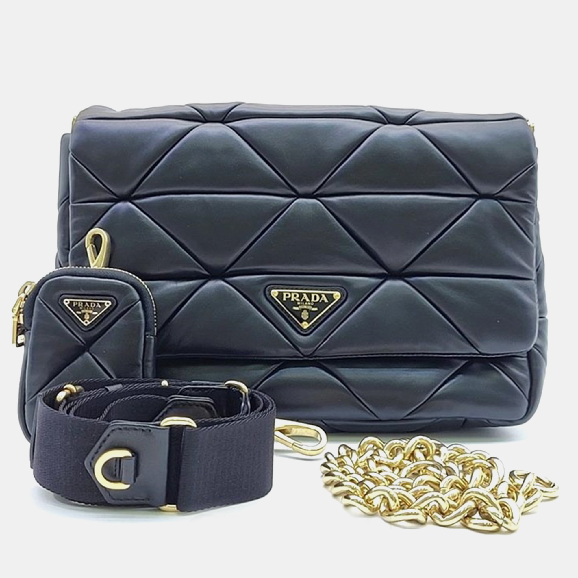 

Prada Nappa Patchwork Shoulder Bag, Black