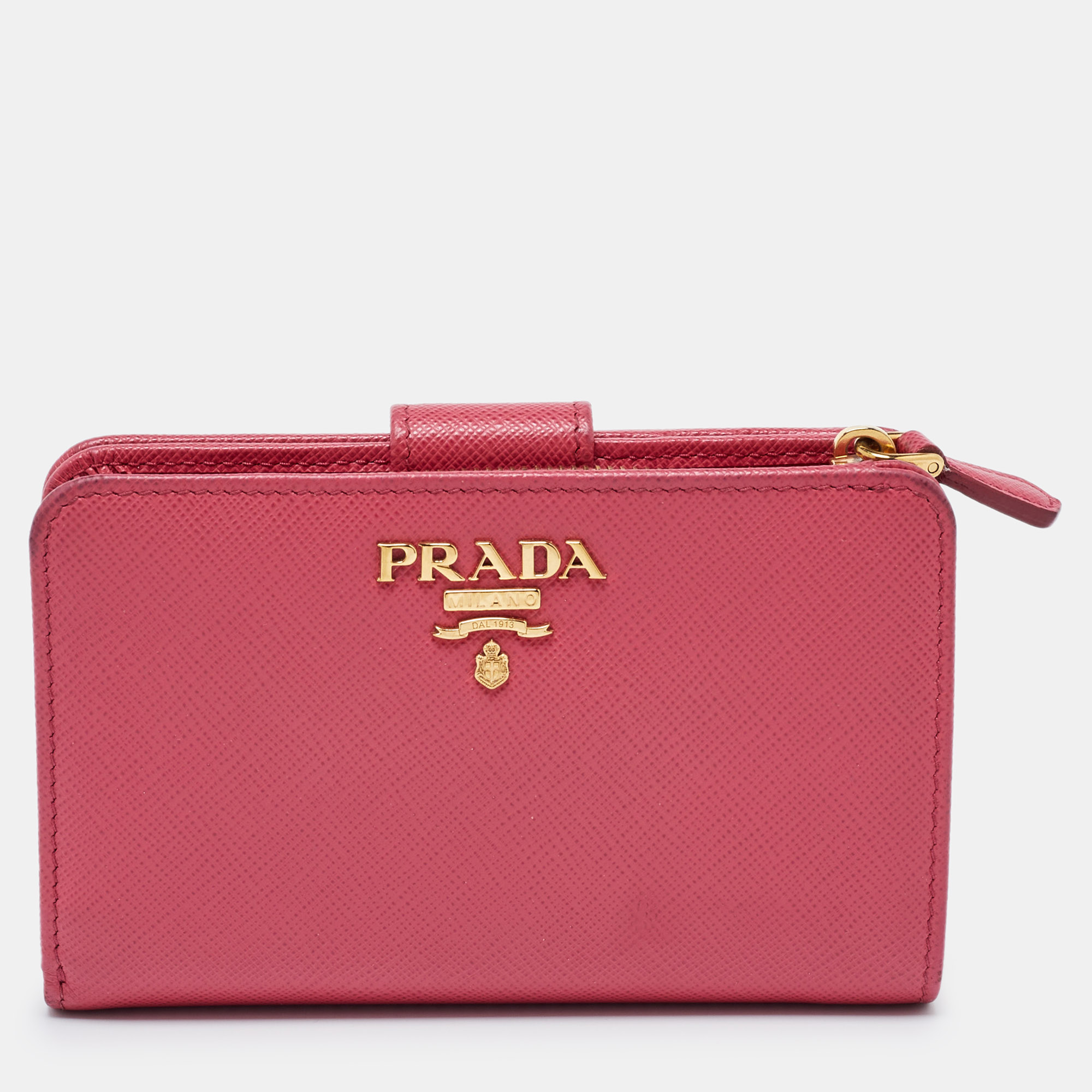 

Prada Pink Saffiano Leather Flap French Wallet