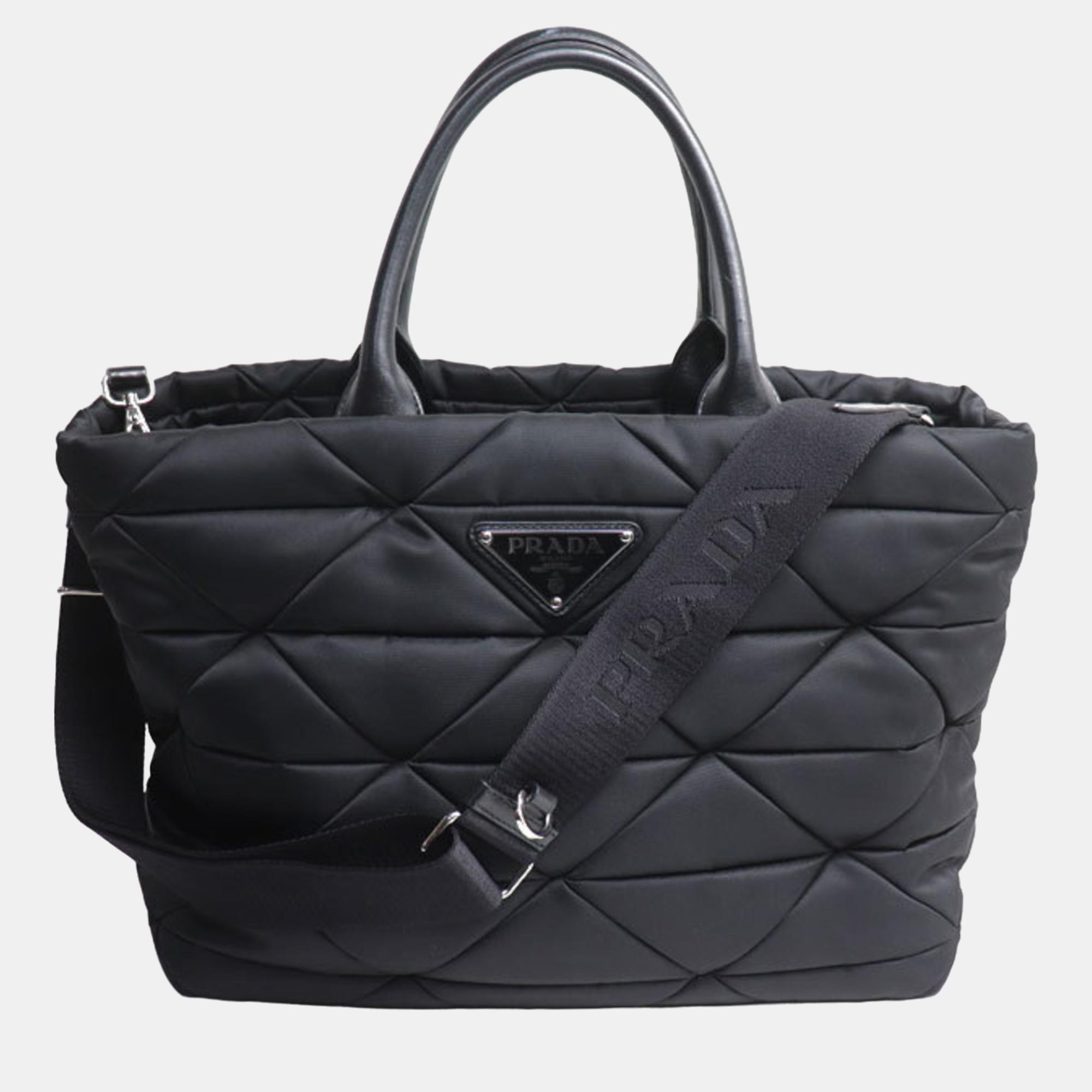 

Prada Black Re-Nylon Medium Padded Tote Bag