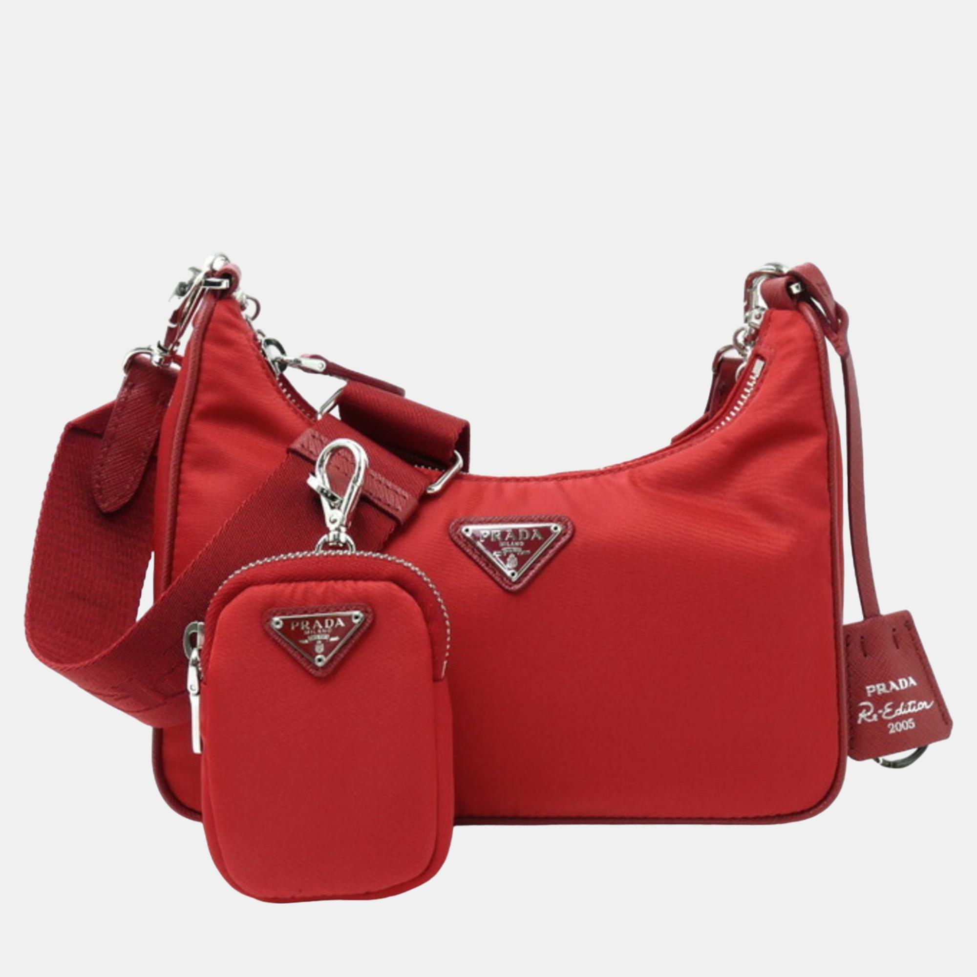 Pre-owned Prada Red Nylon Re-edition 2005 Shoulder Bag