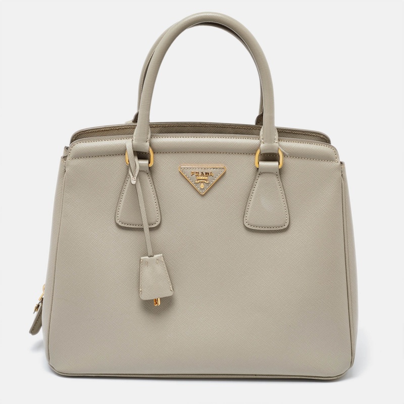 

Prada Grey Saffiano Lux Leather Parabole Tote