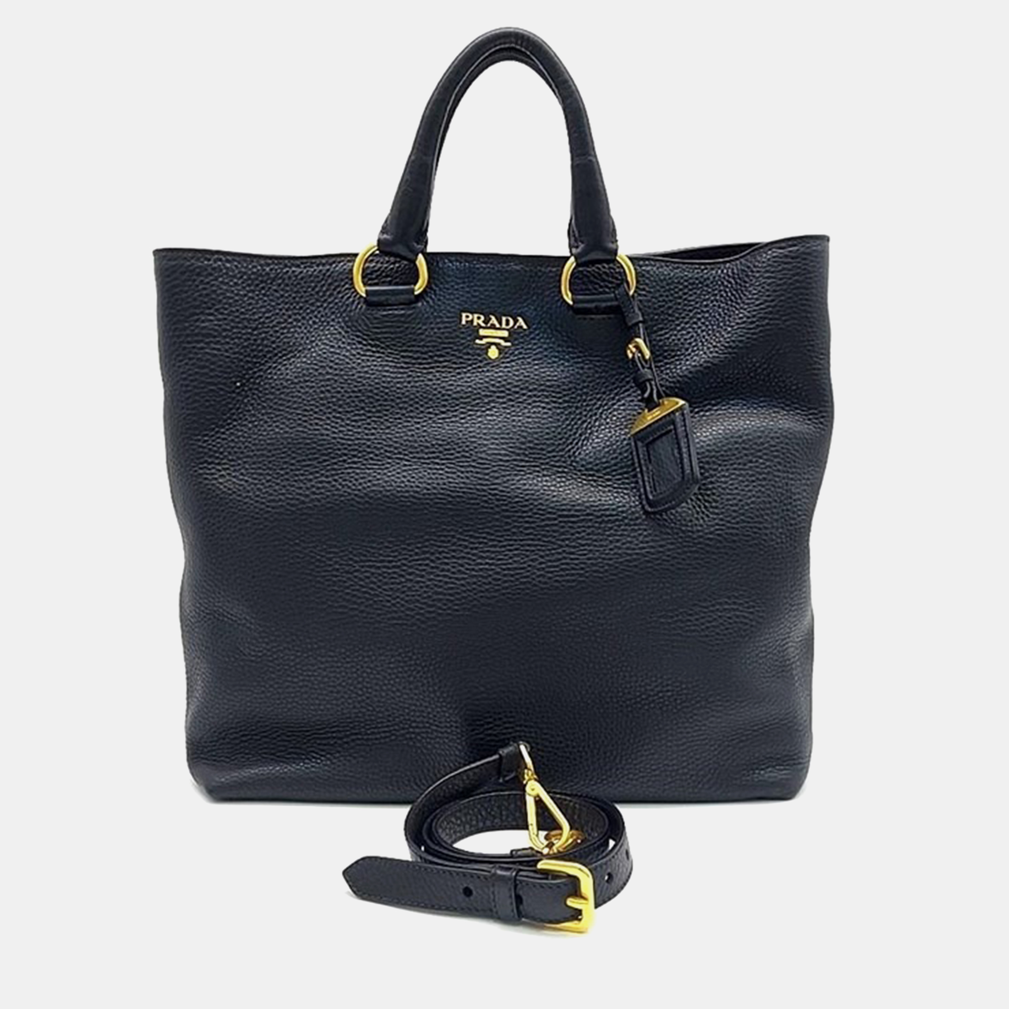 

Prada Vitello Dino Tote Bag, Black