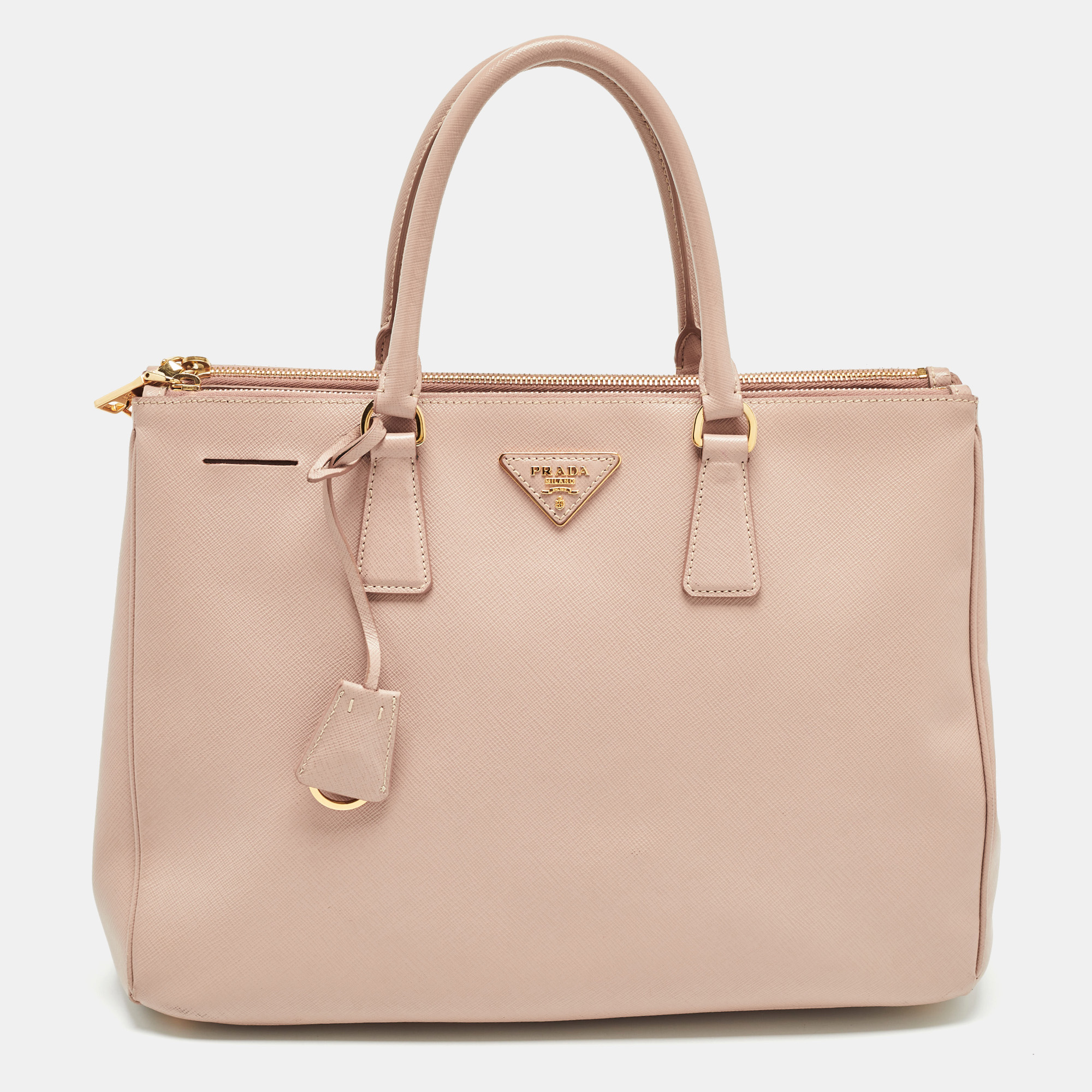 

Prada Beige Saffiano Lux Leather Large Double Zip Tote