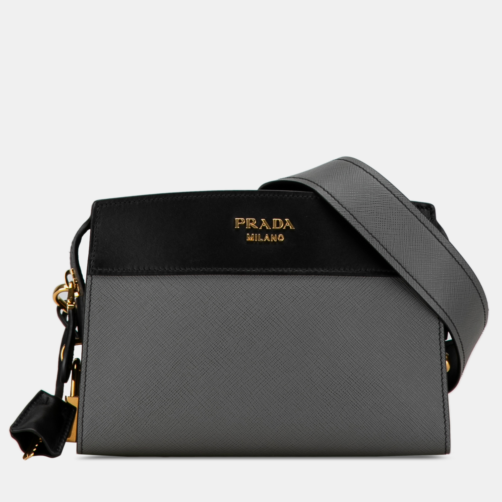 Pre-owned Prada Saffiano City Esplanade Crossbody Bag In Black