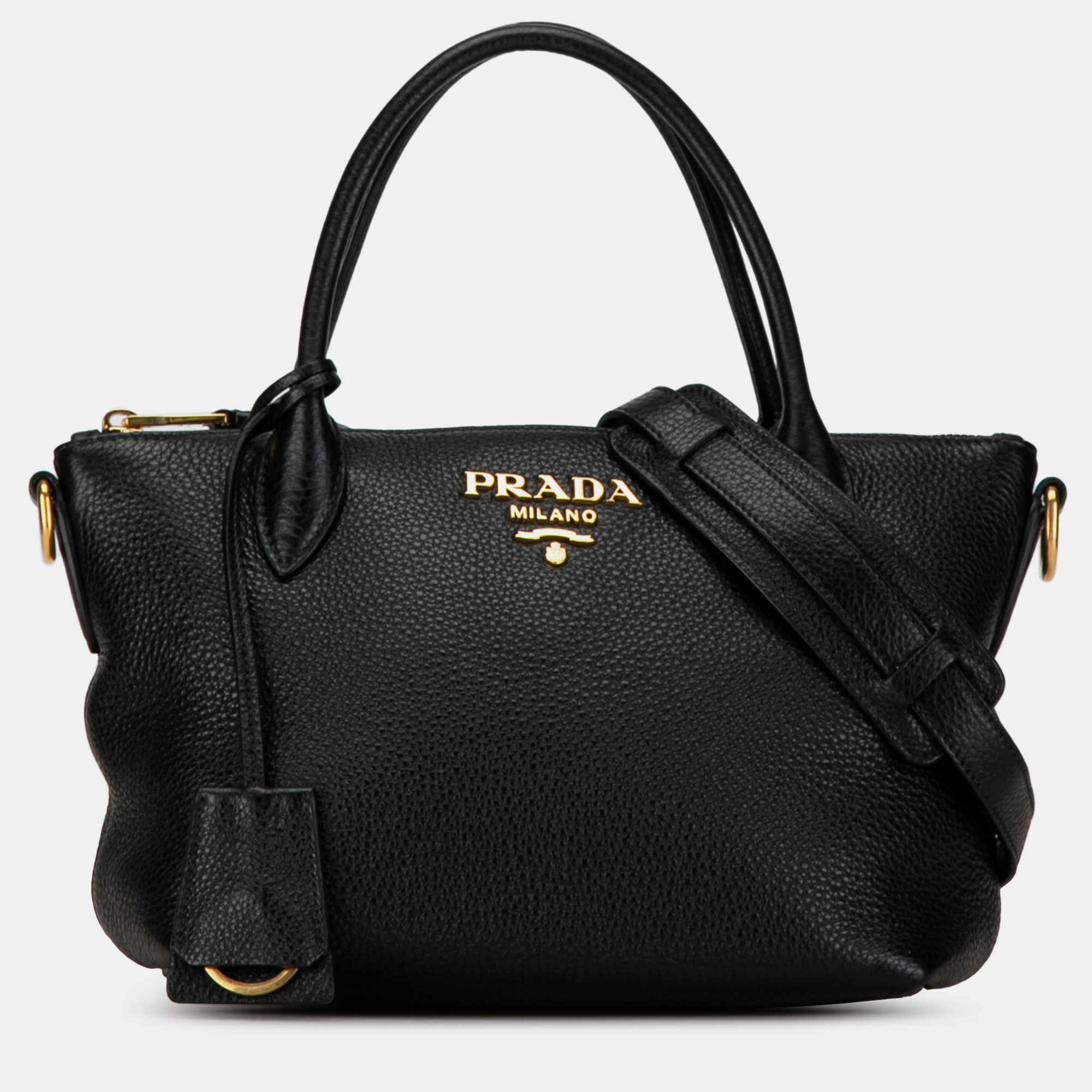 

Prada Vitello Daino Satchel Bag, Black