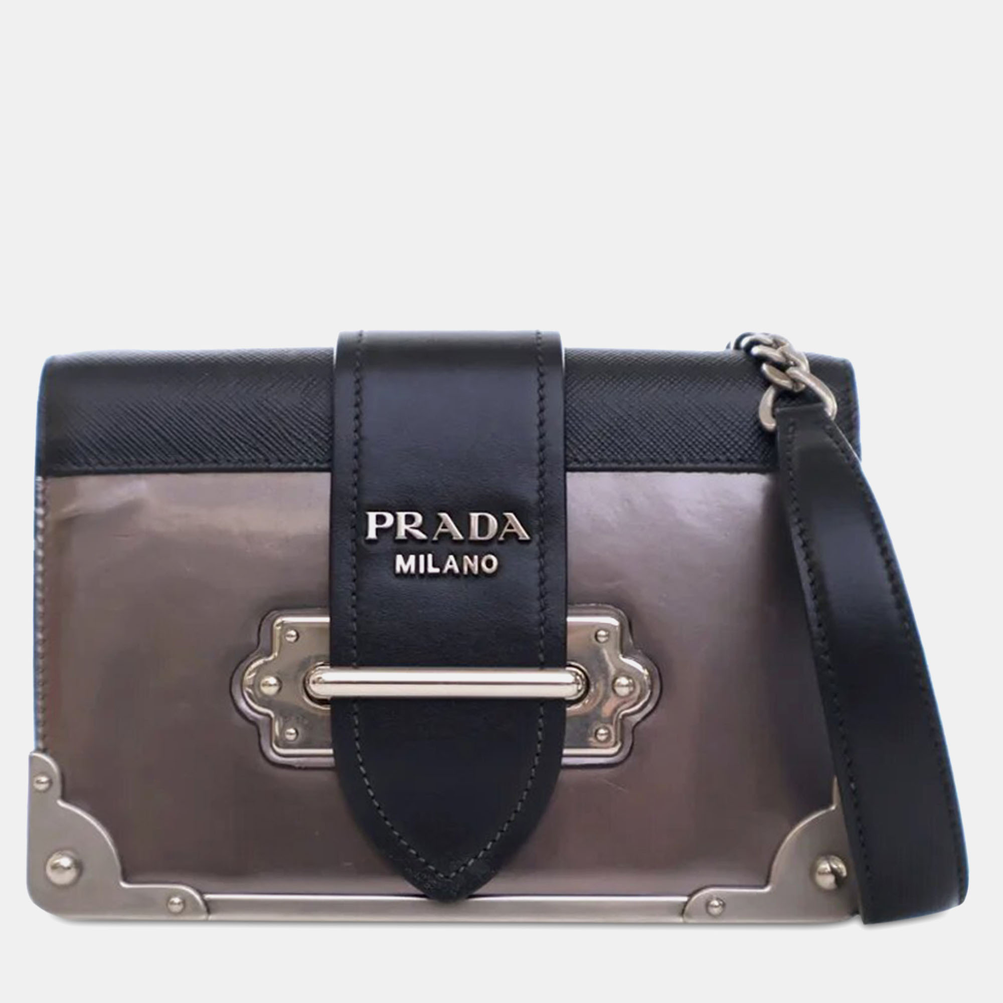 

Prada Metallic Vitello Saffiano Cahier Bag, Brown