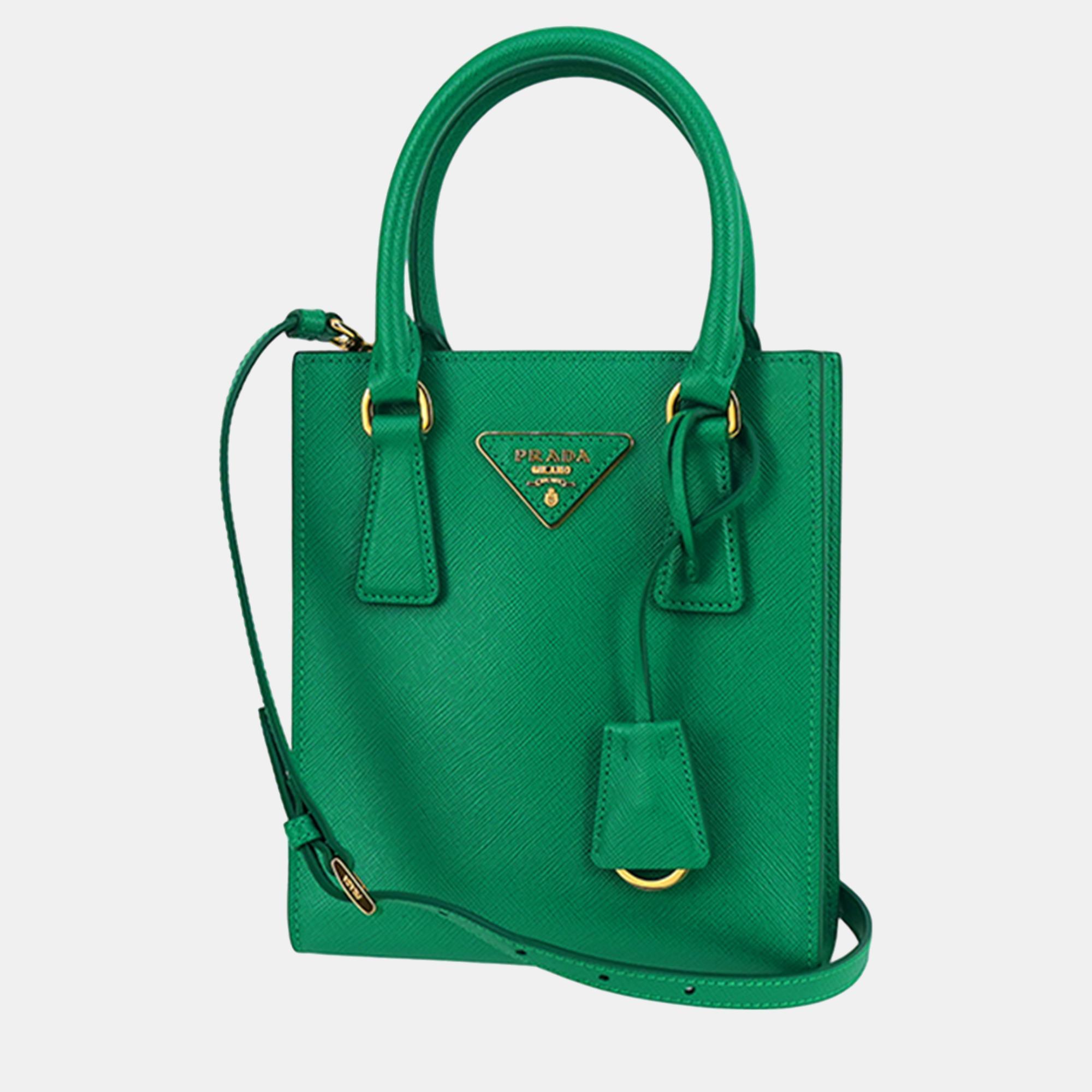 

Prada Green Saffiano Satchel