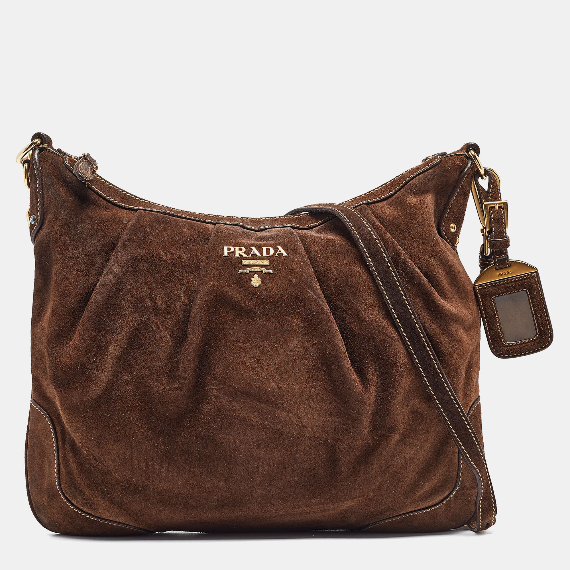 

Prada Brown Suede Shoulder Bag