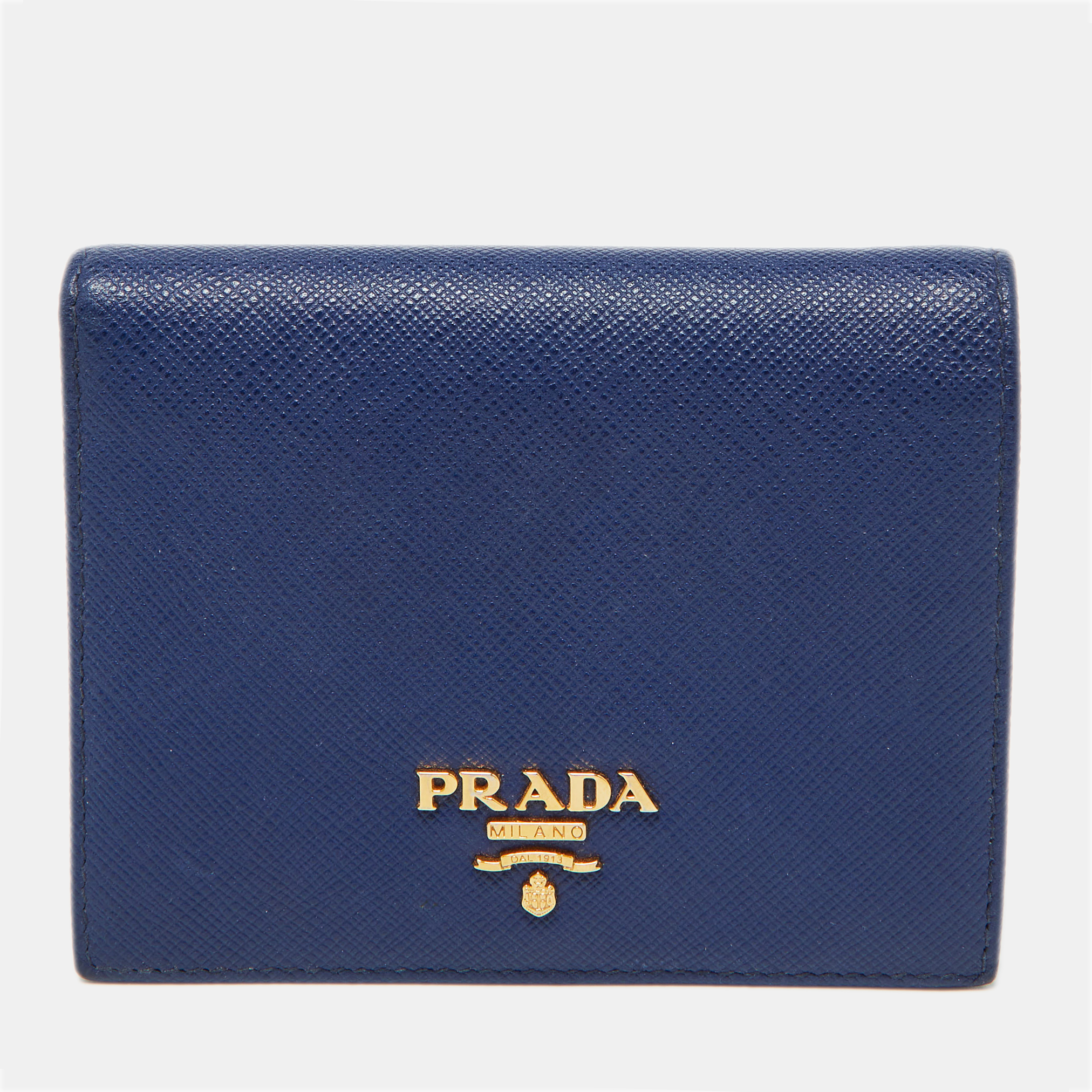 

Prada Blue Saffiano Metal Leather Leather Compact Wallet