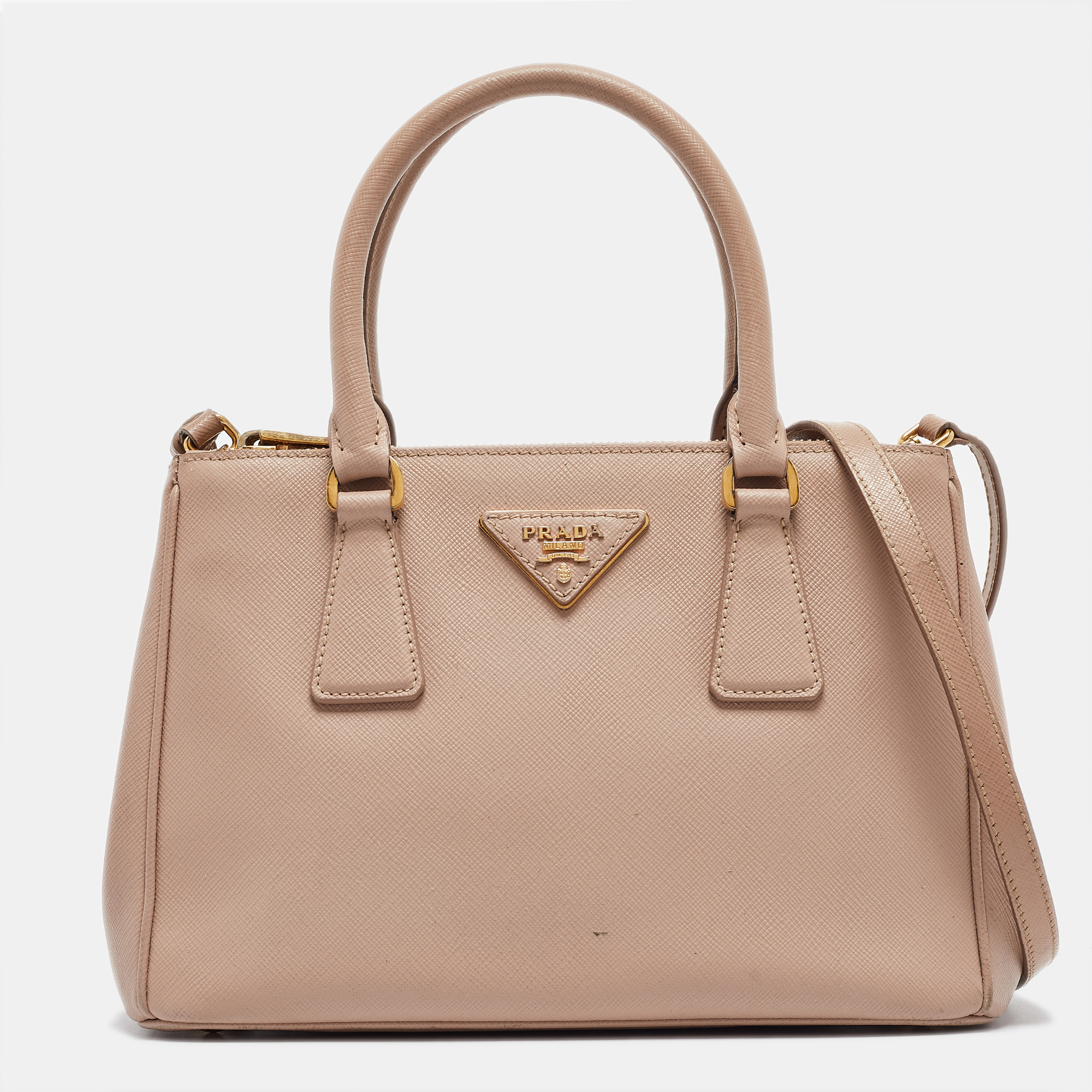 

Prada Pink Saffiano Lux Leather  Double Zip Tote