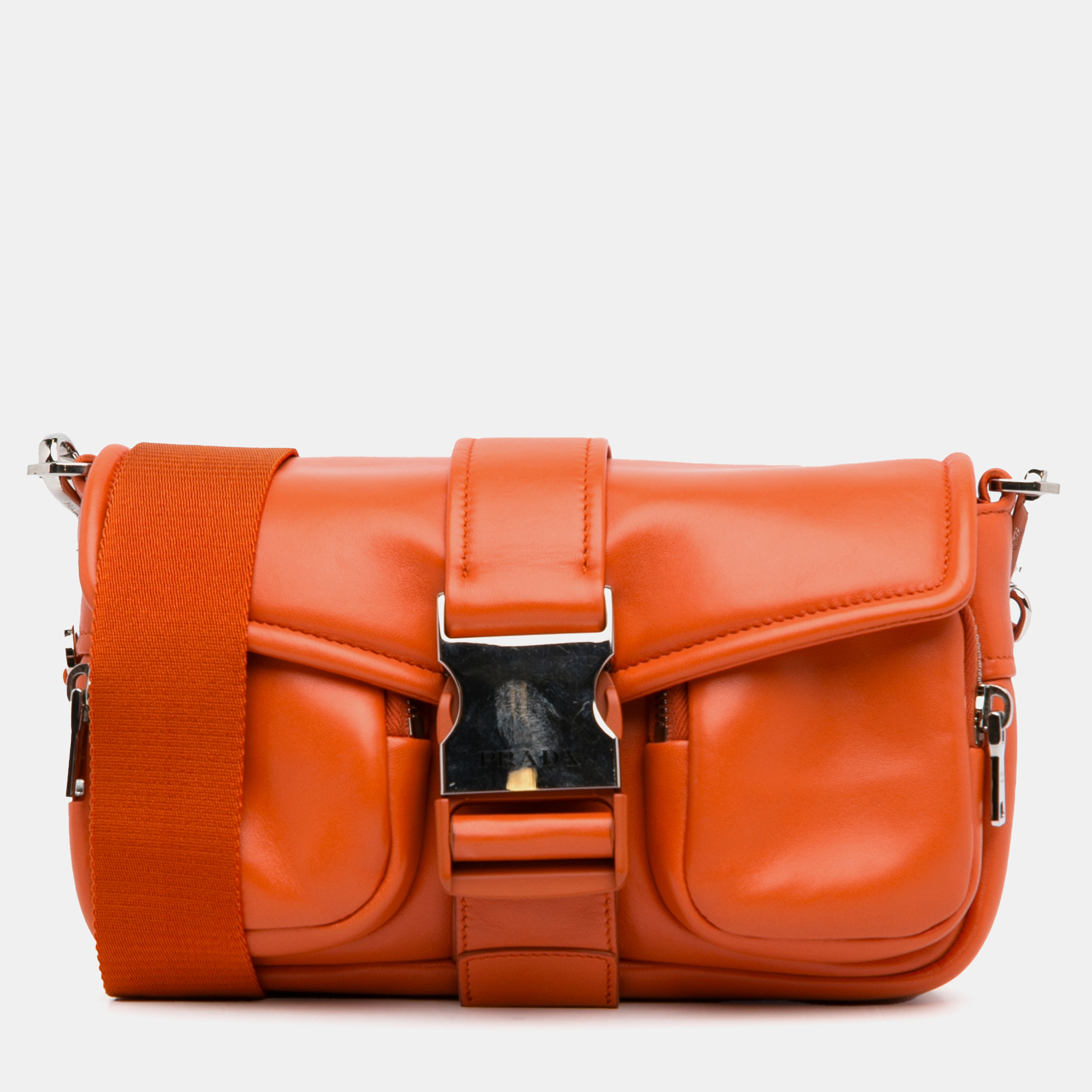 

Prada Soft Calf Pocket Crossbody, Orange