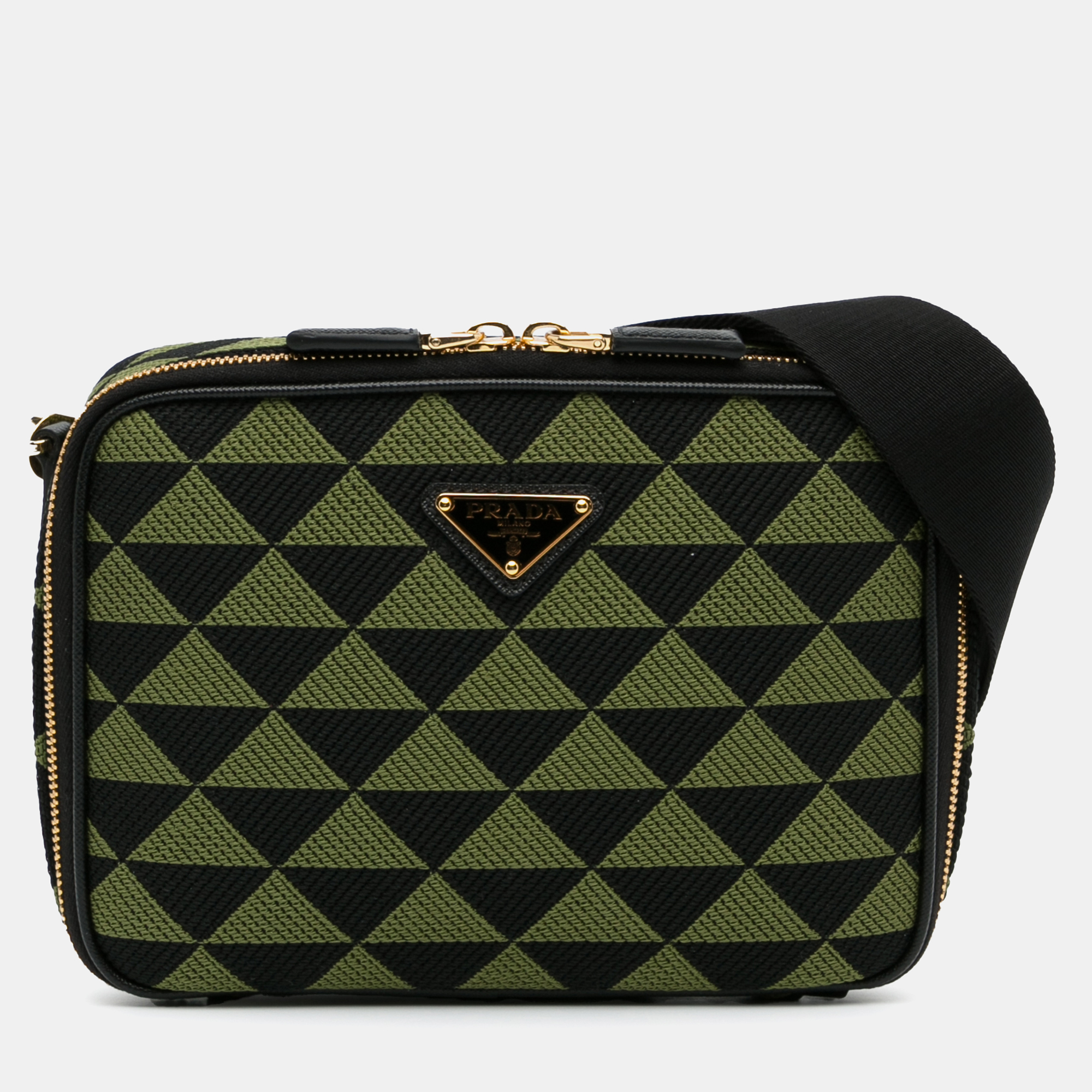 

Prada Green Canvas Symbole Triangolo Crossbody Bag, Black