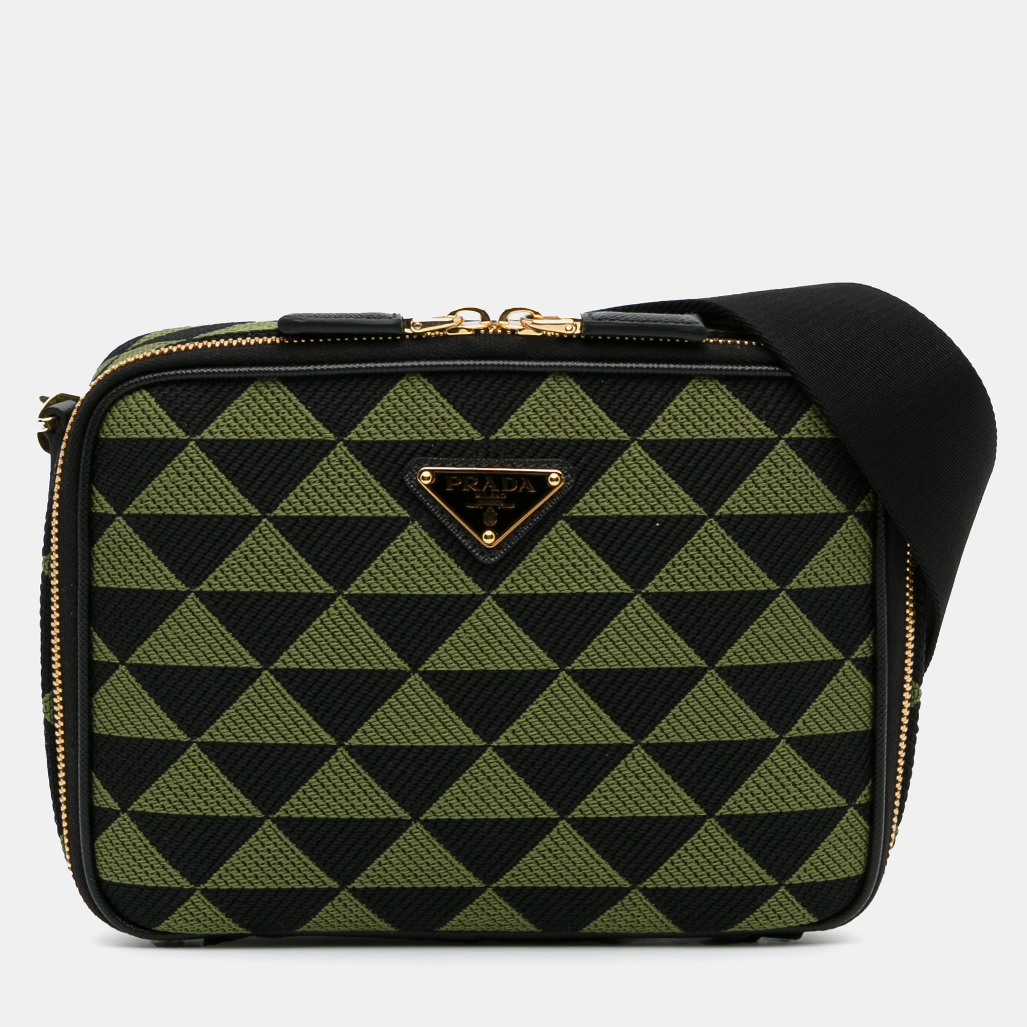 

Prada Green Canvas Symbole Triangolo Crossbody Bag, Black