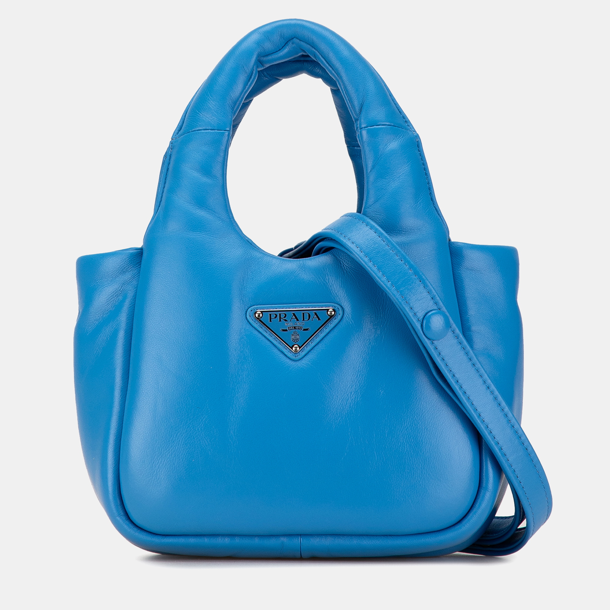 Pre-owned Prada Small Padded Soft Nappa Bag In Blue