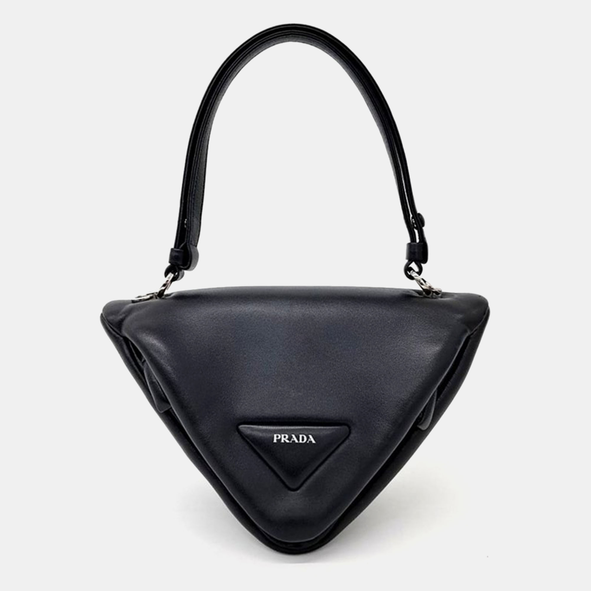 Pre-owned Prada Triangle Tote Bag In Black