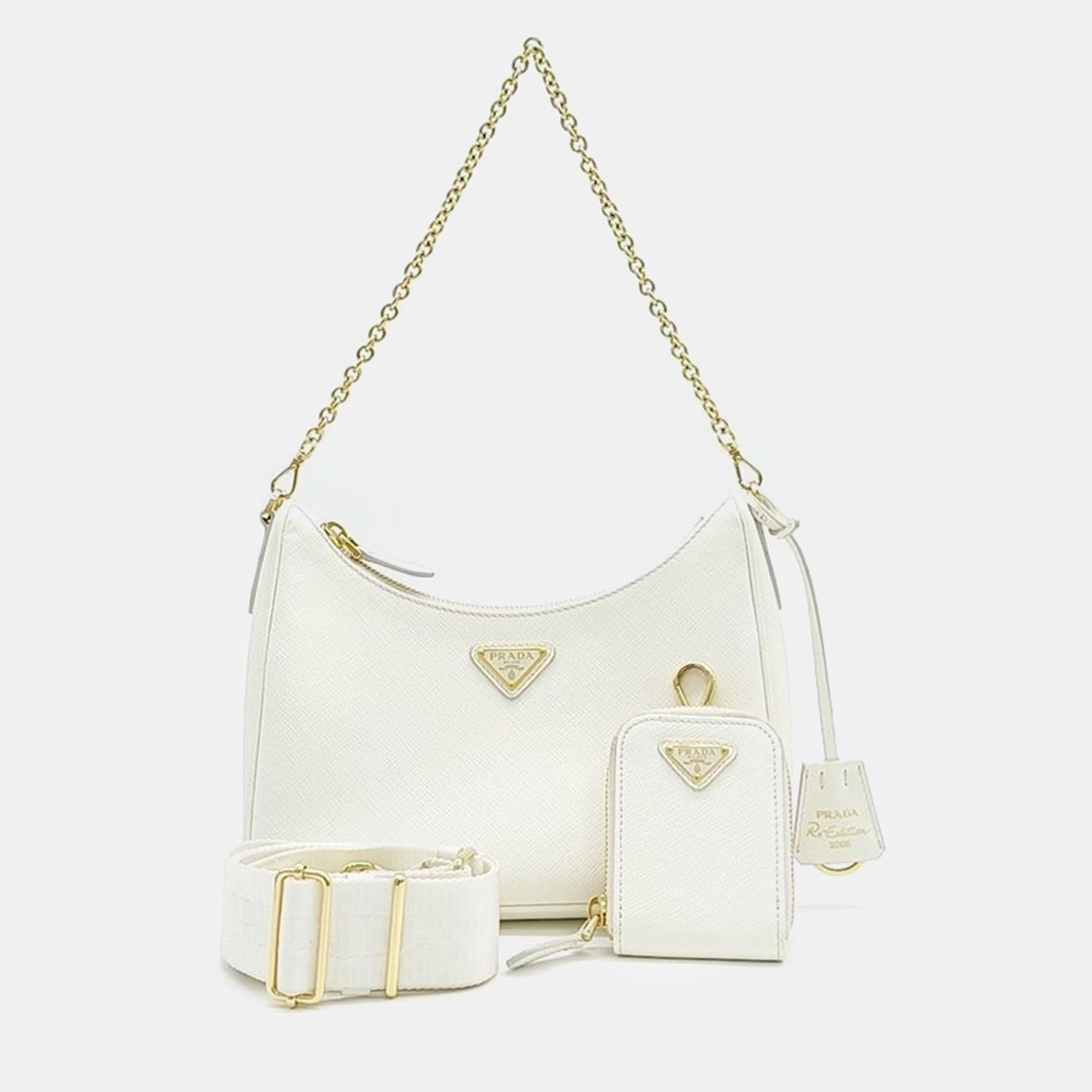 

Prada Sapaino tesuto Luxe bag, White