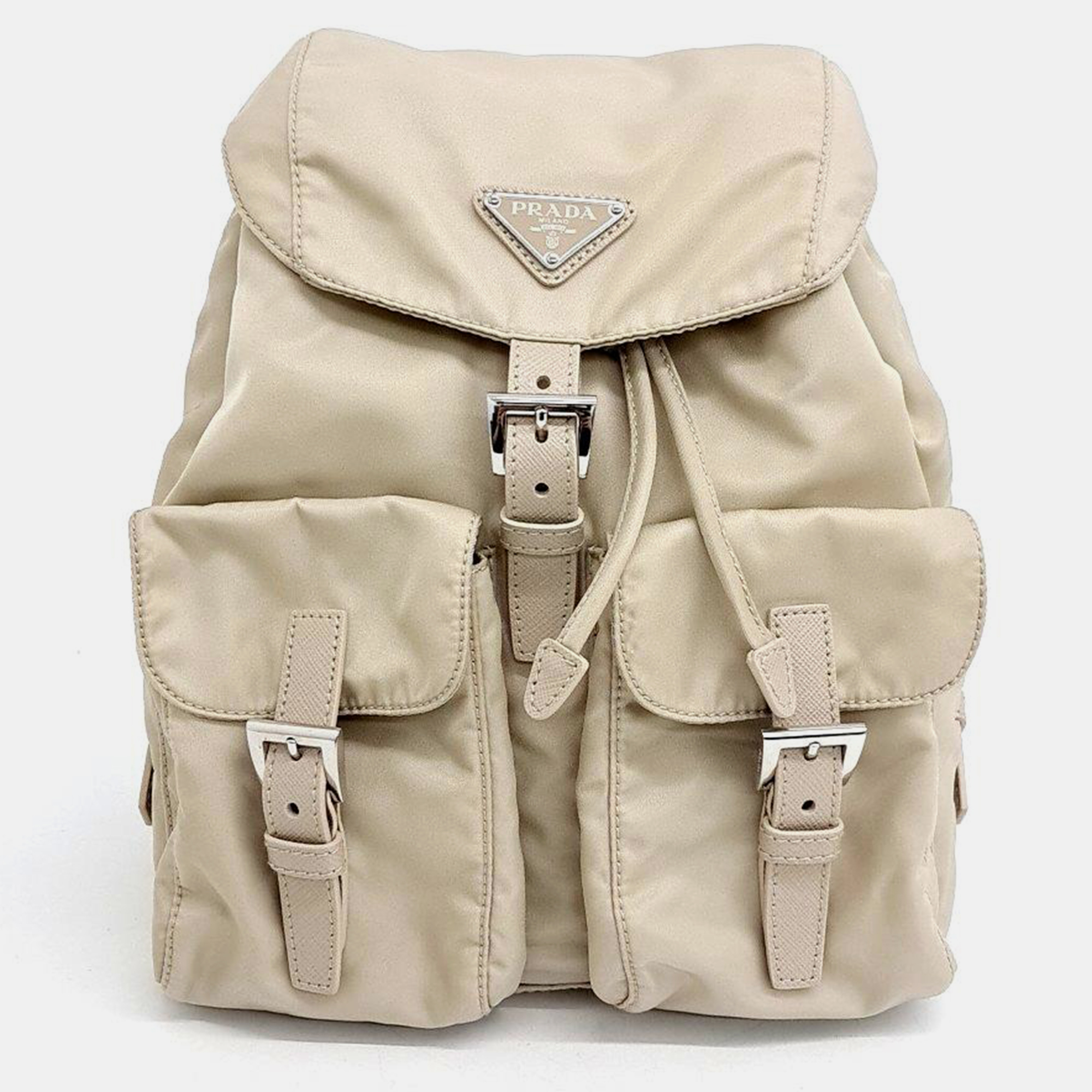 

Prada Re-Nylon Two Pocket Backpack, Beige