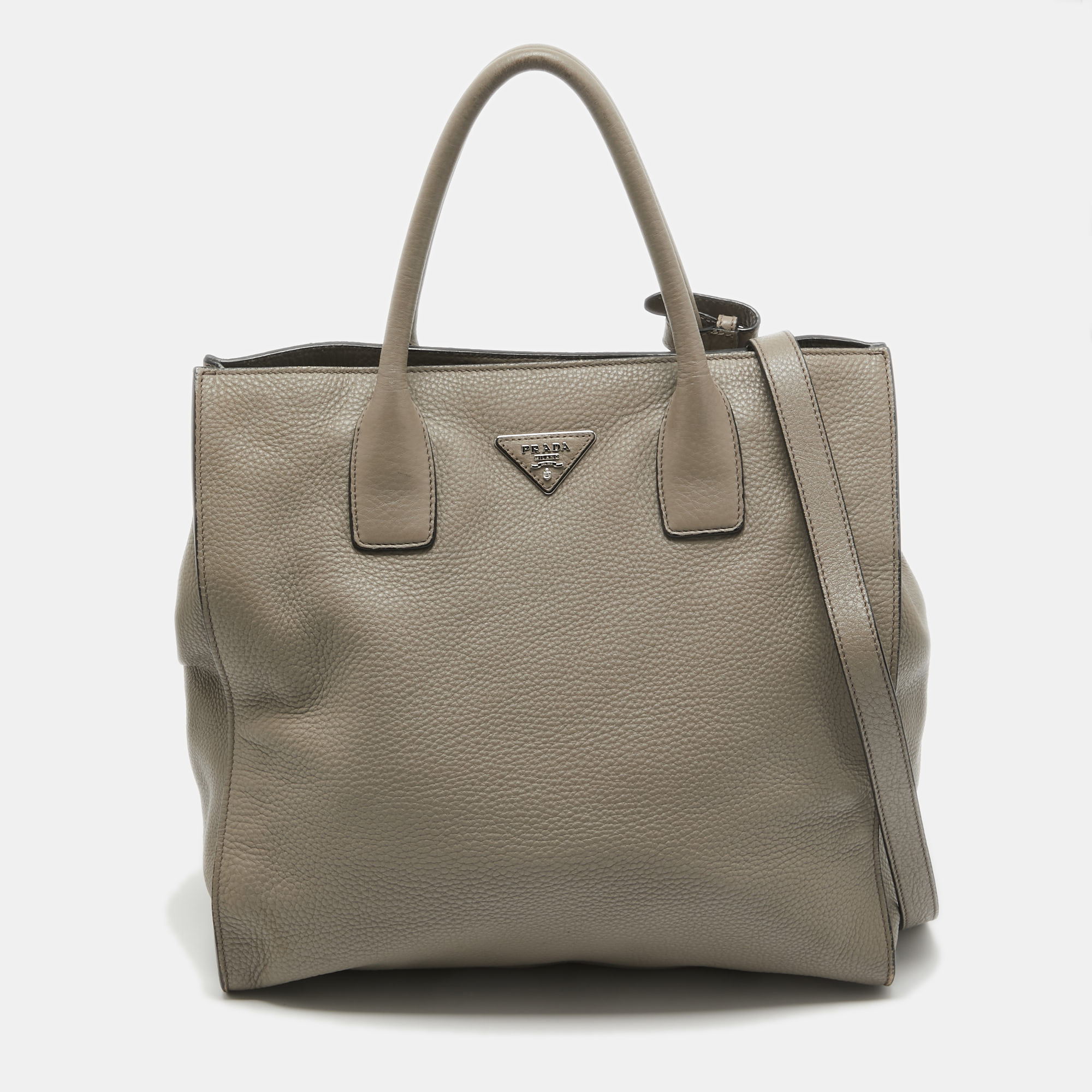 

Prada Beige Vitello Daino Leather Shopper Tote