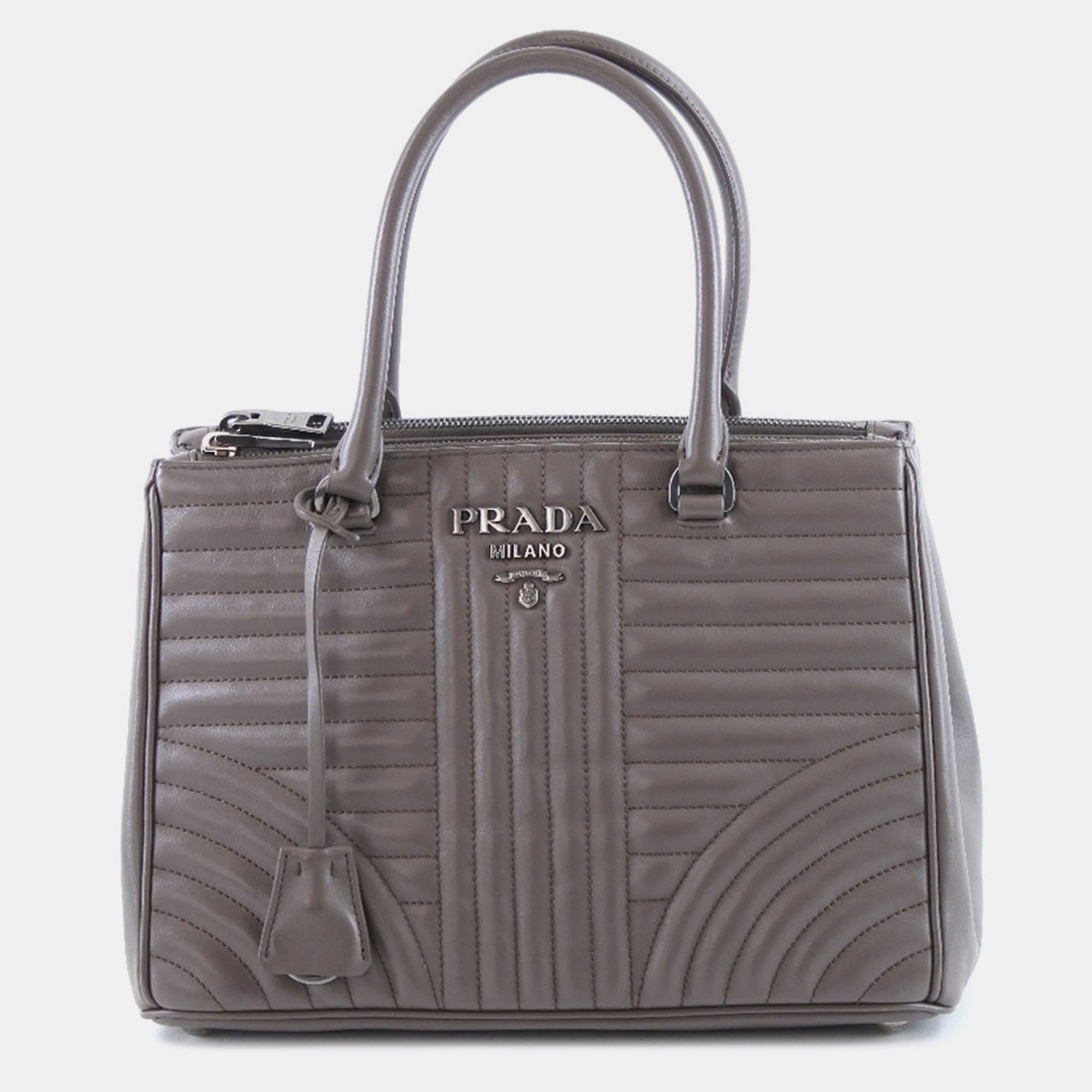 Pre-owned Prada Grey Leather Leather Diagramme Bag