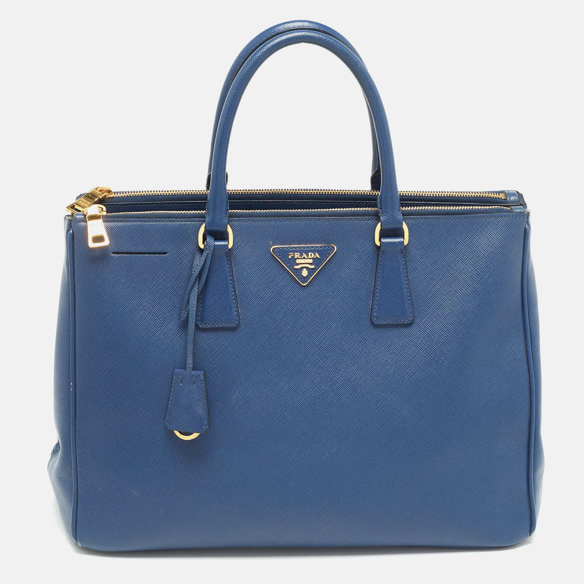 

Prada Navy Blue Saffiano Lux Leather Large Double Zip Tote