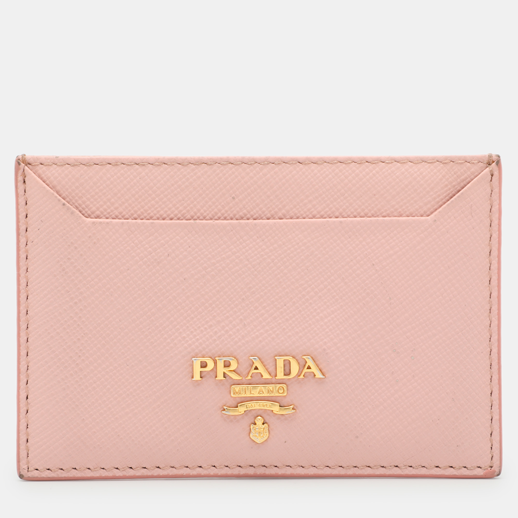 

Prada Pink Saffiano Leather Logo Card Holder