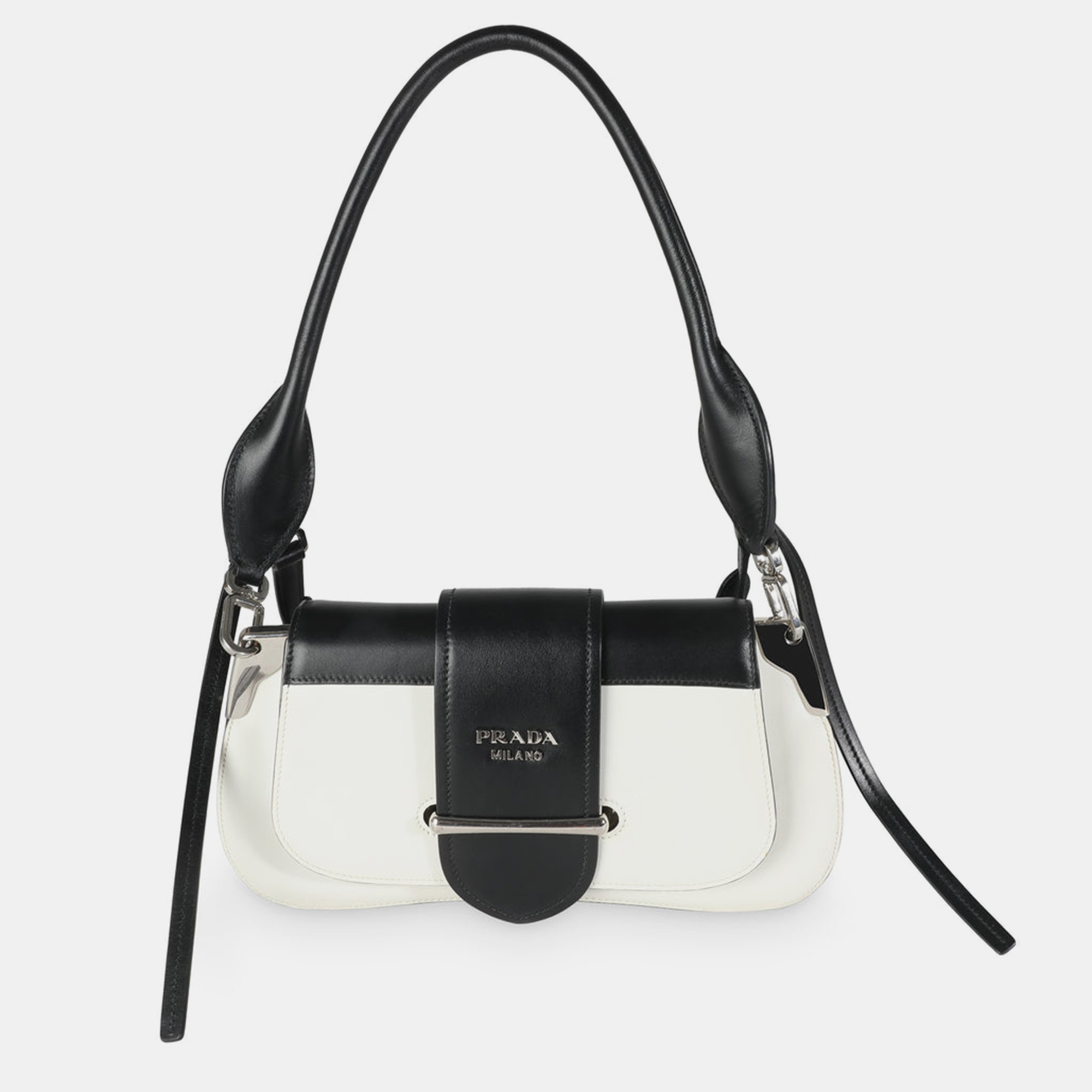 

Prada Black/White City Calfskin Sidonie Shoulder Bag