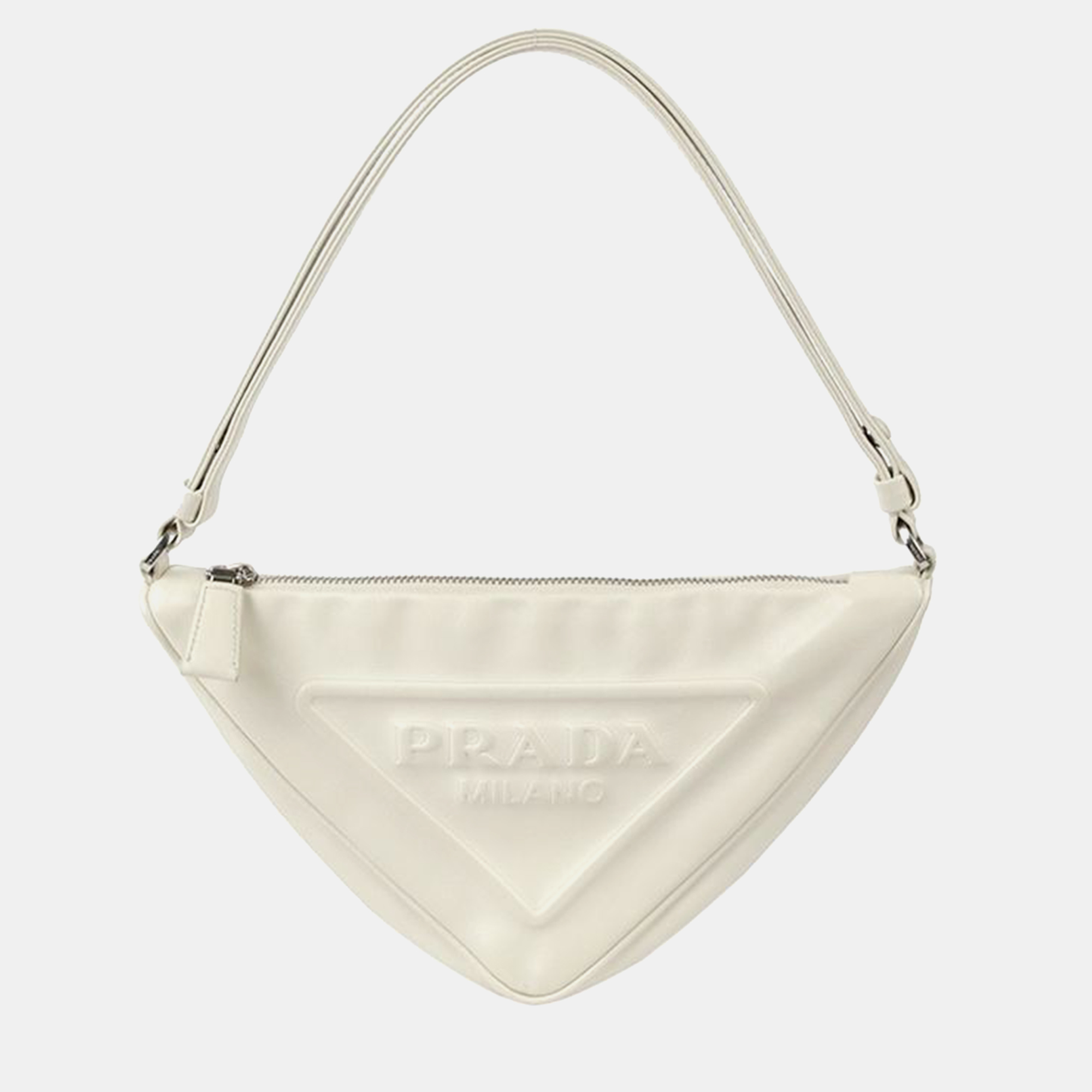 

Prada White Leather  Triangle Shoulder Bag