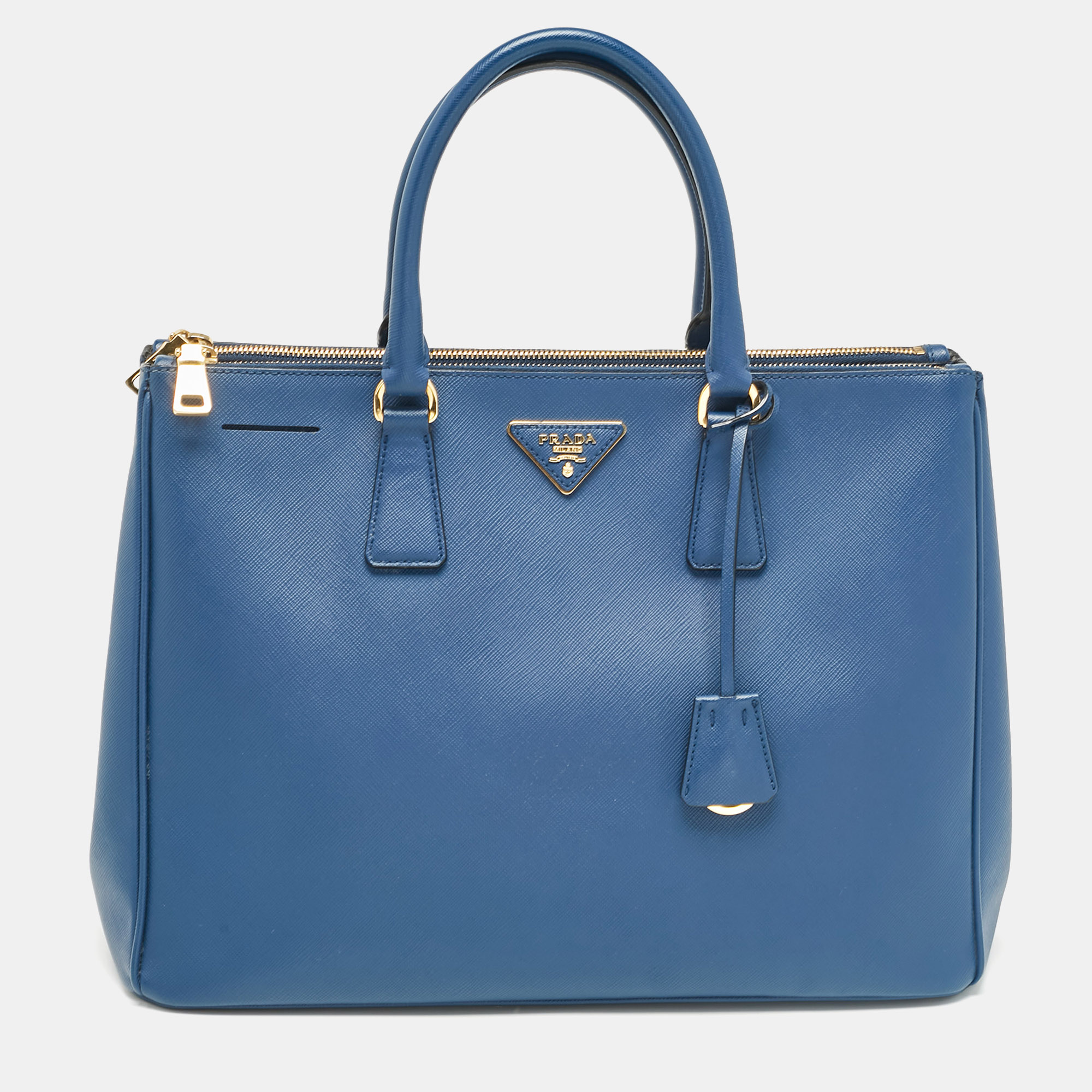 

Prada Blue Saffiano Lux Leather  Double Zip Tote