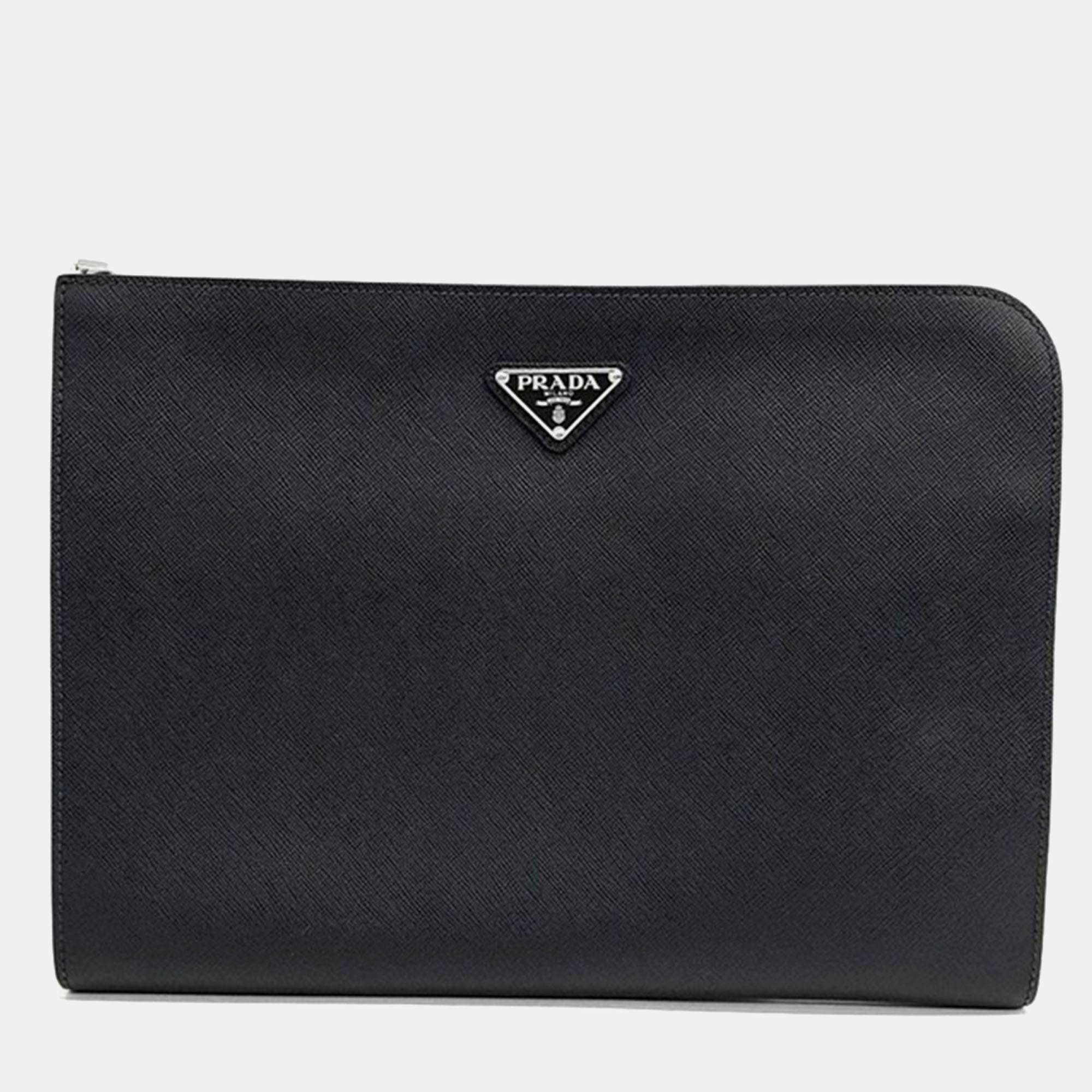 

Prada Saffiano Clutch, Black