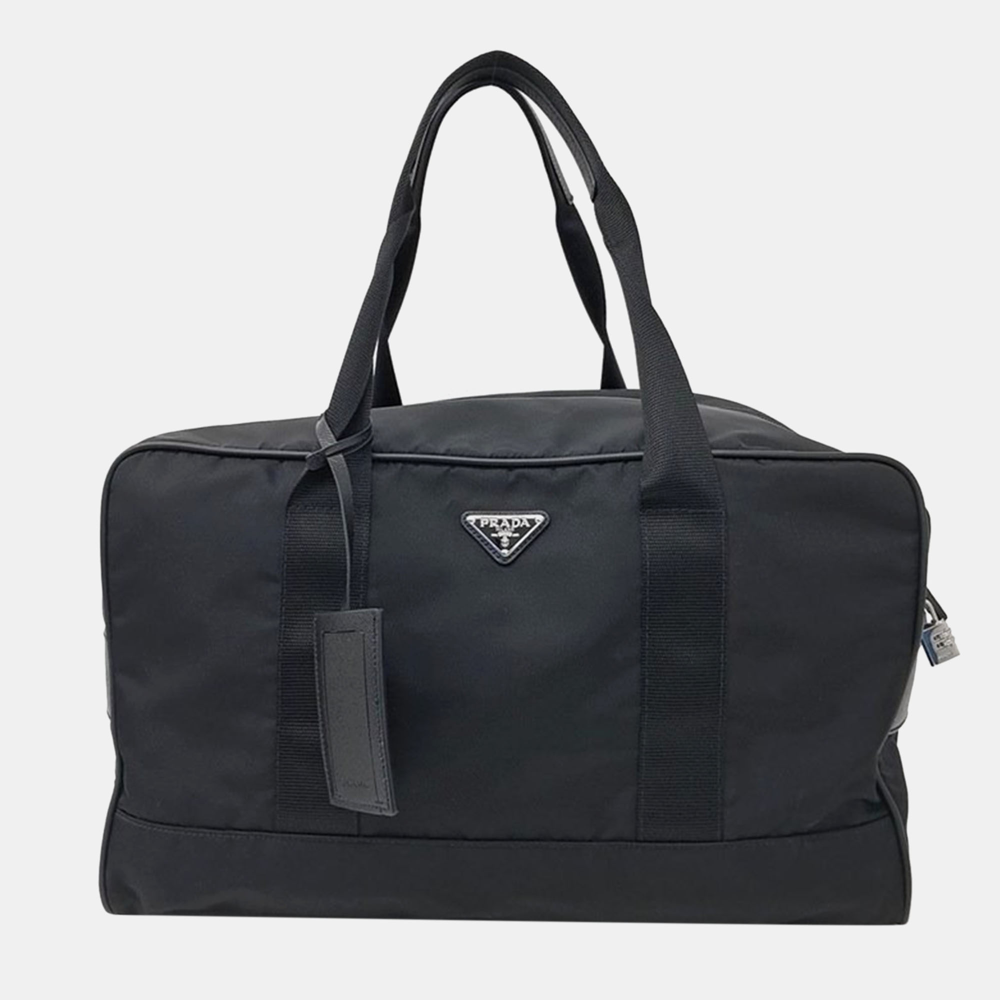 Pre-owned Prada Re-nylon Travel Bag In Black