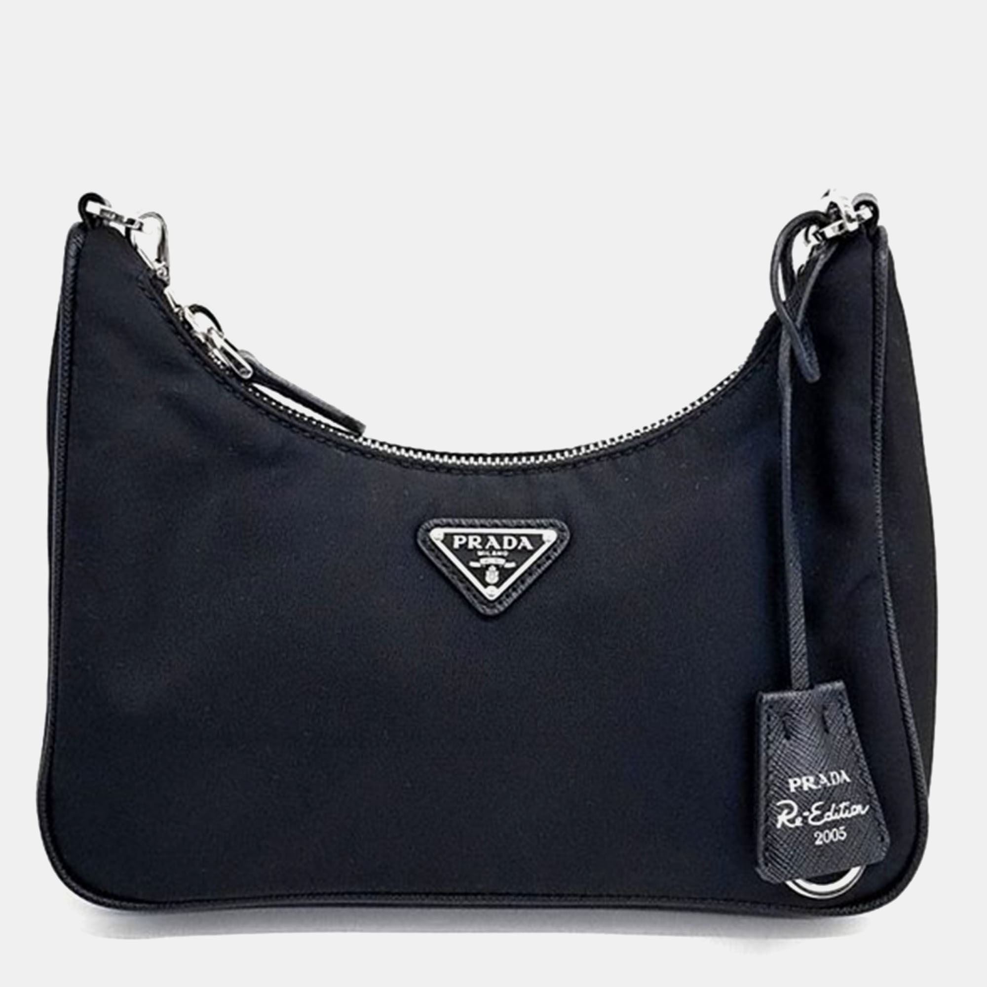 

Prada Re-Nylon Tesuto Chain Strap Hobo Bag, Black