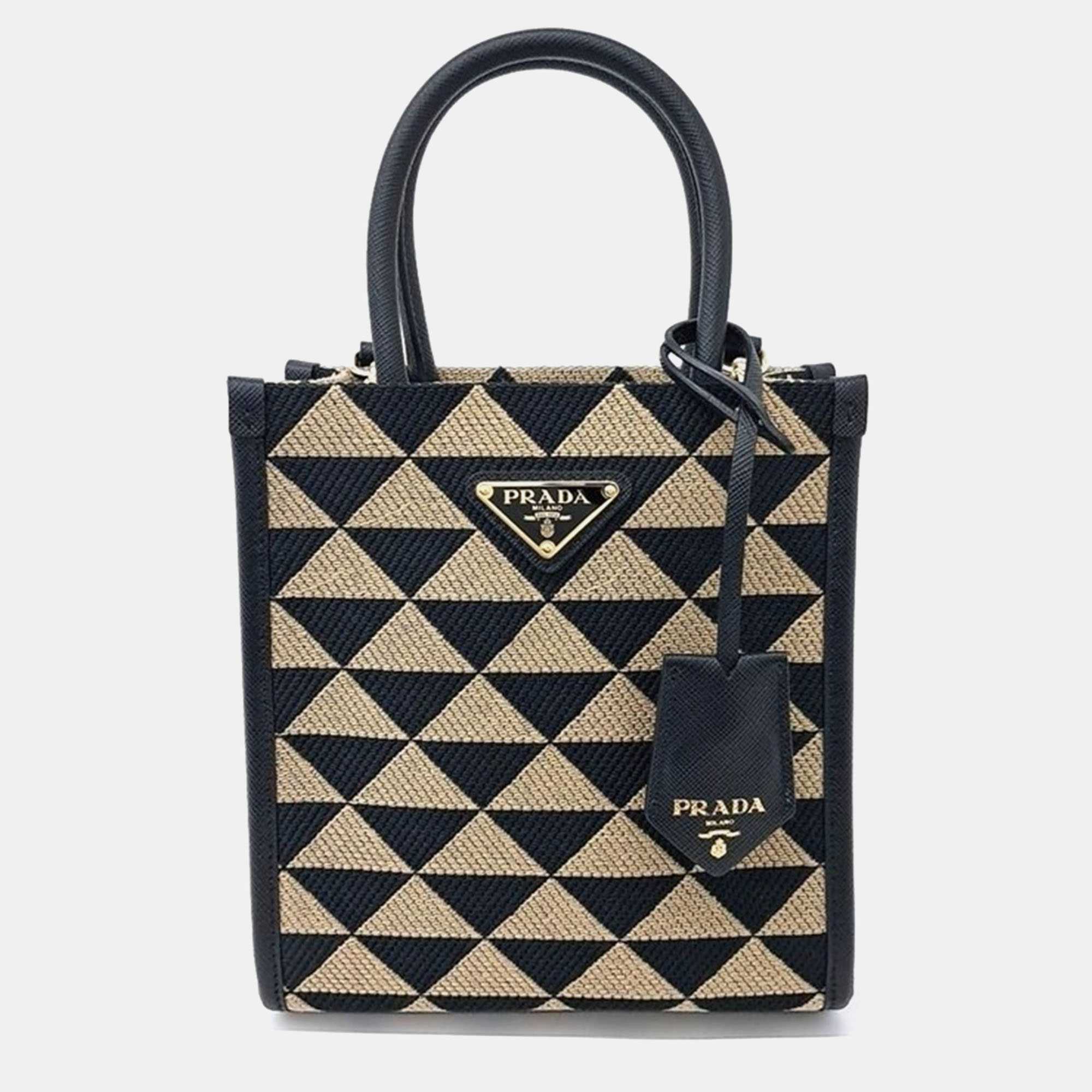 

Prada Symbol Jacquard Mini Tote Bag, Beige