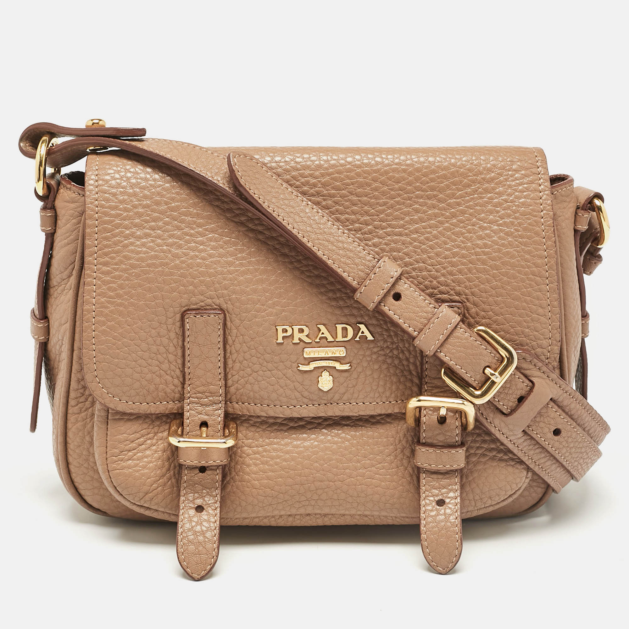 

Prada Brown Vitello Daino Leather Crossbody Bag