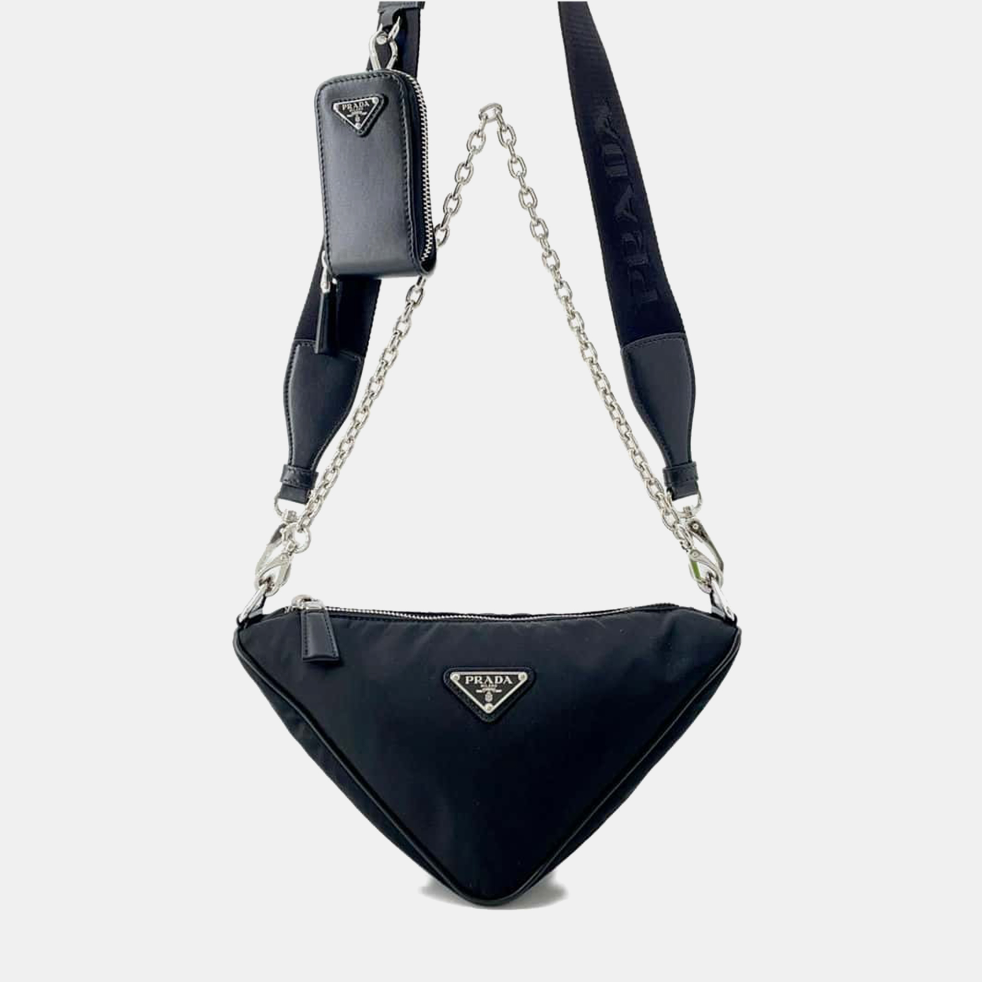 Pre-owned Prada Black Nylon Triangolo Shoulder Bag