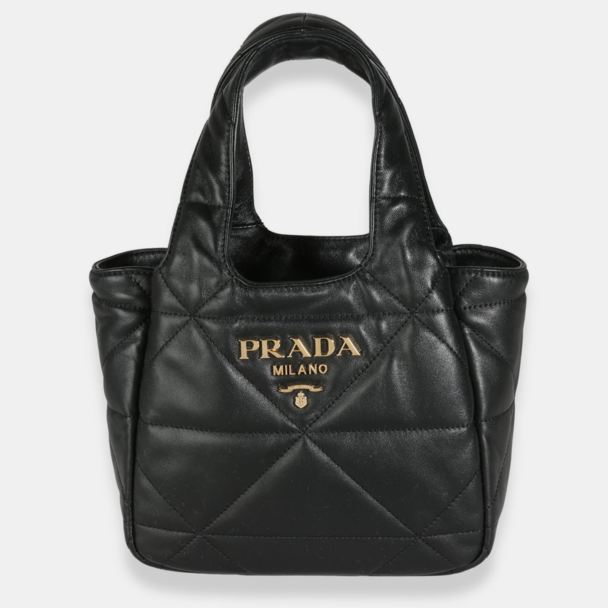 

Prada Black Triangle Quilted Nappa Small Tote Bag