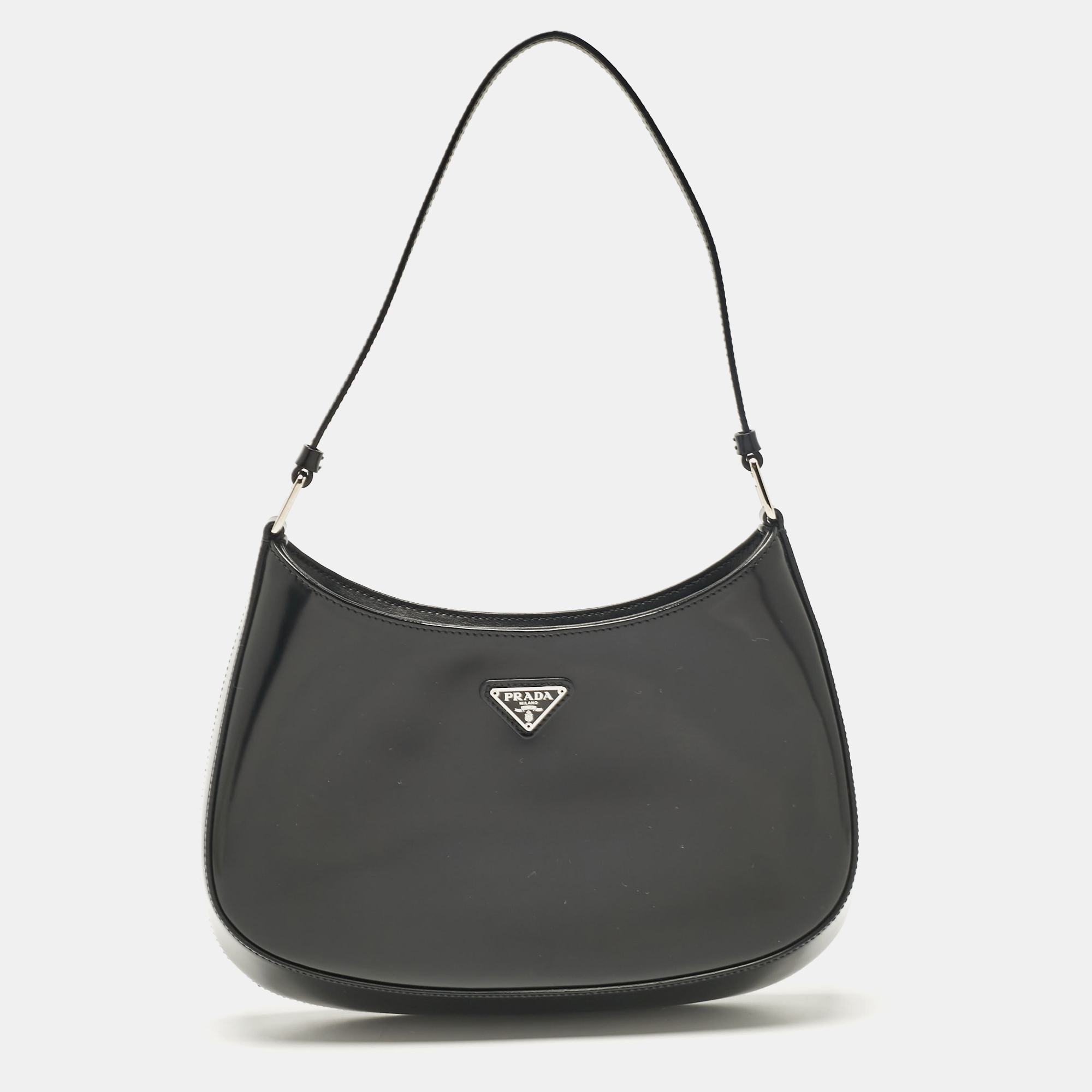 

Prada Black Glossy Leather Cleo Hobo