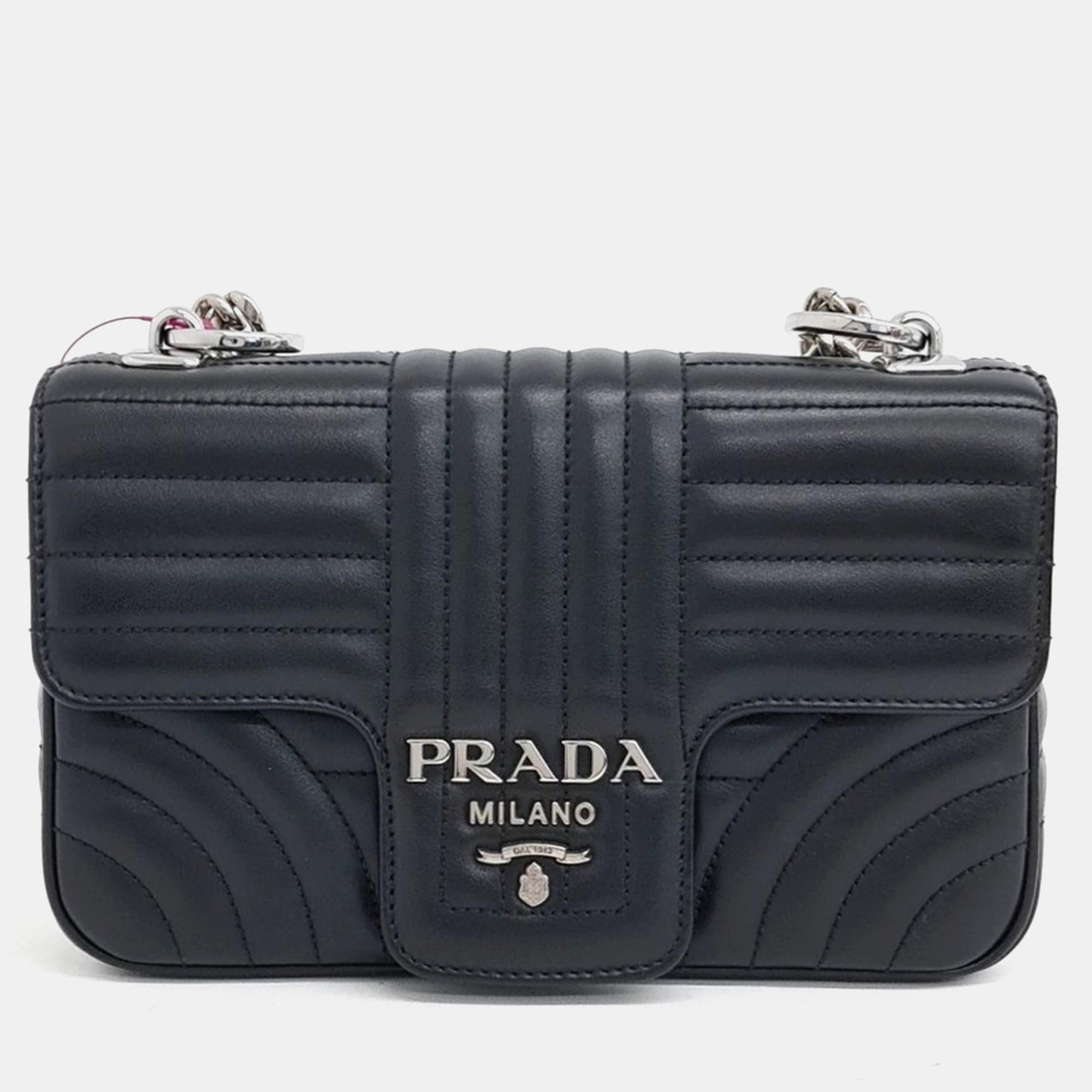 

Prada diagram chain shoulder bag, Black