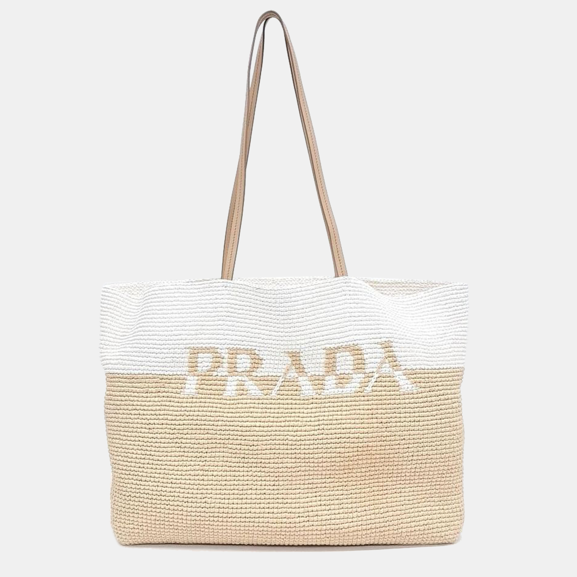 

Prada raffia shoulder bag, Beige