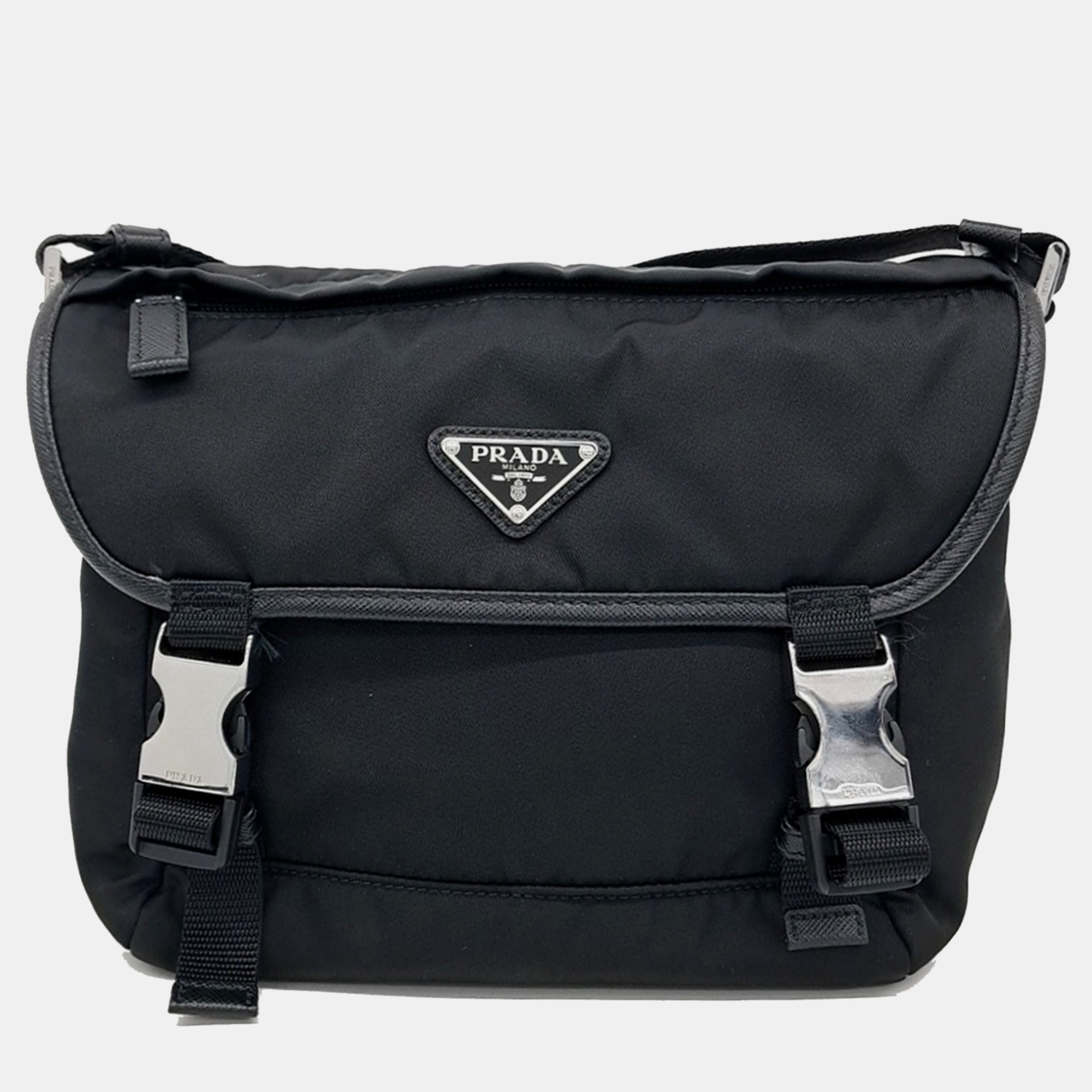 Pre-owned Prada Re-nylon Crossbody Bag In Black