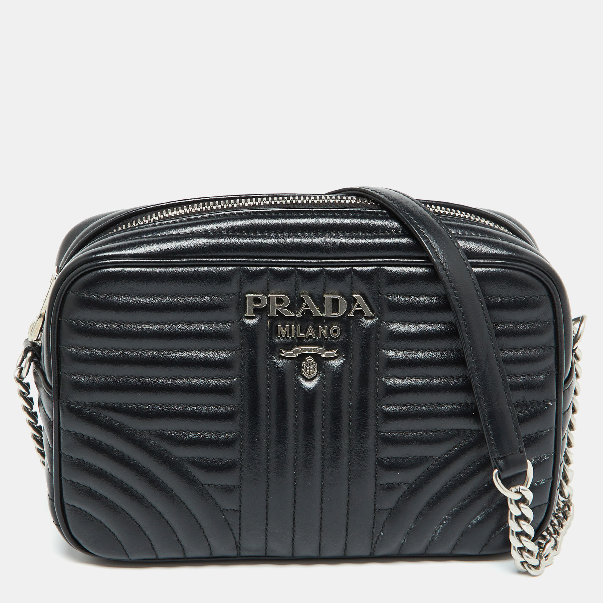 

Prada Black Diagramme Leather Camera Shoulder Bag