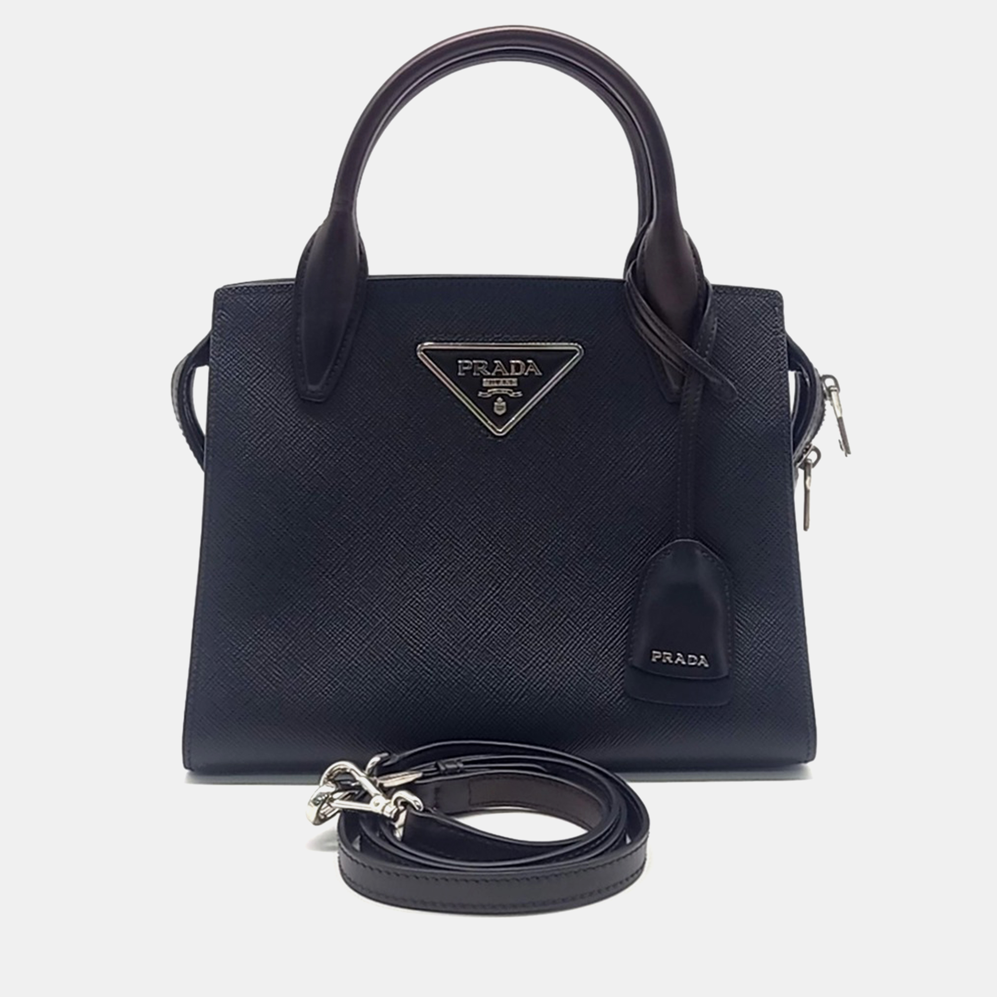 Pre-owned Prada Christine Saffiano Tote Bag In Black