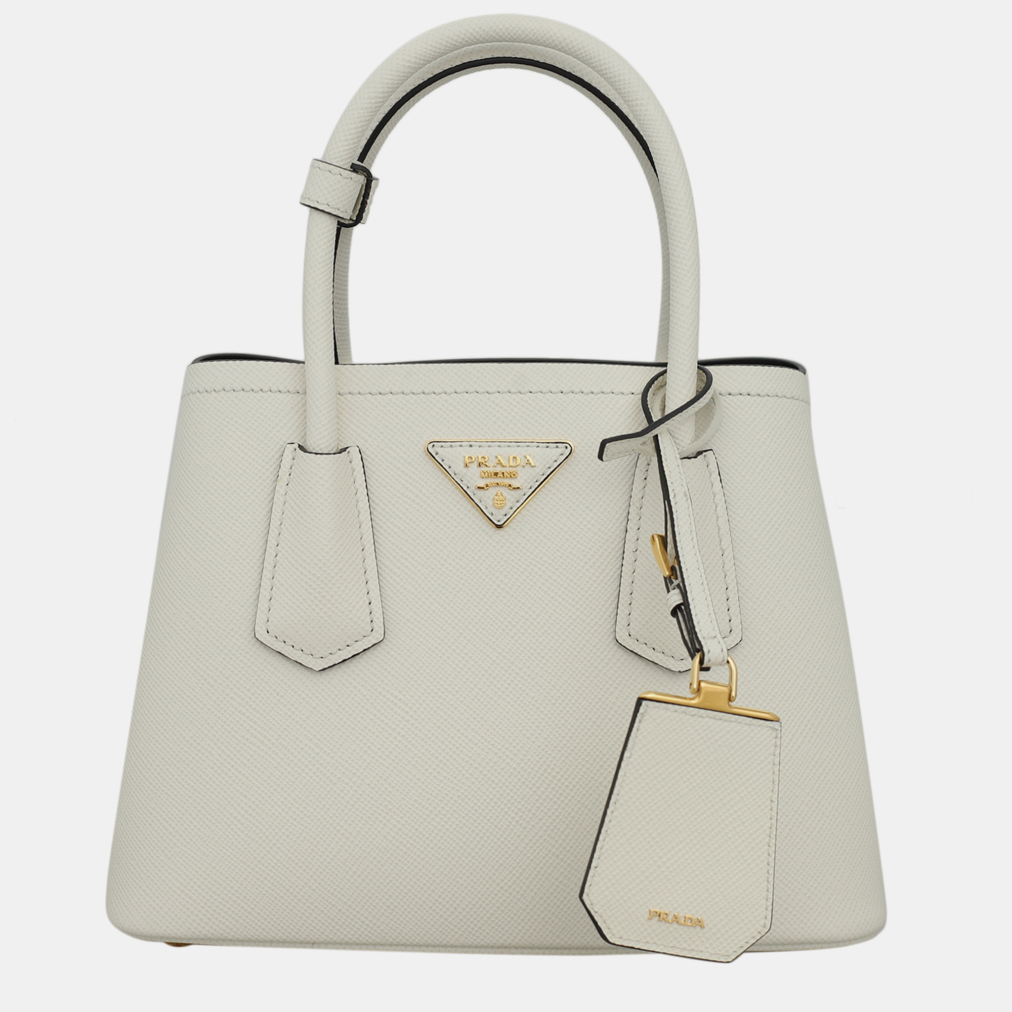 White Double Saffiano Leather Mini Bag