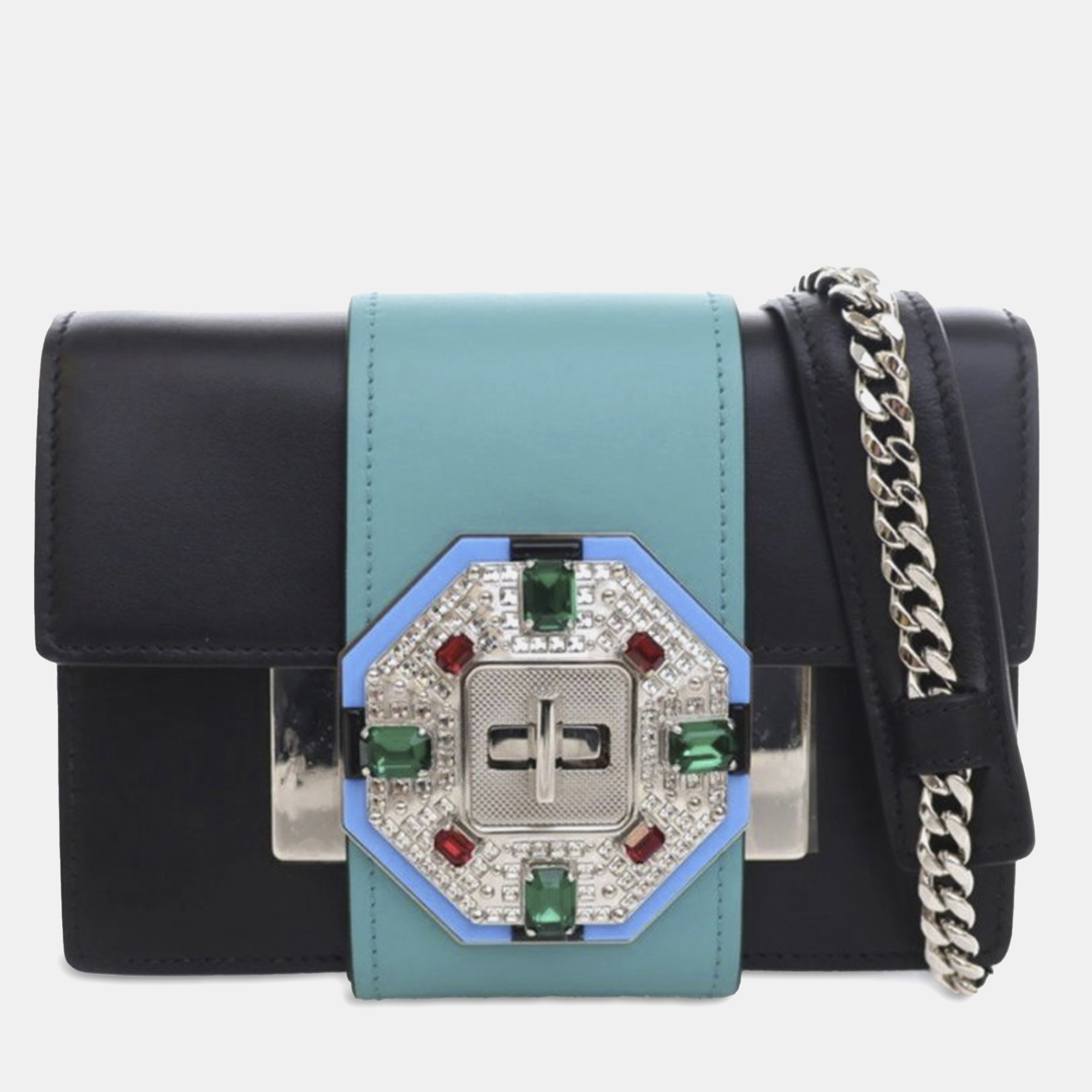 

Prada Black Crystal Embellished City Calf Ribbon Bag