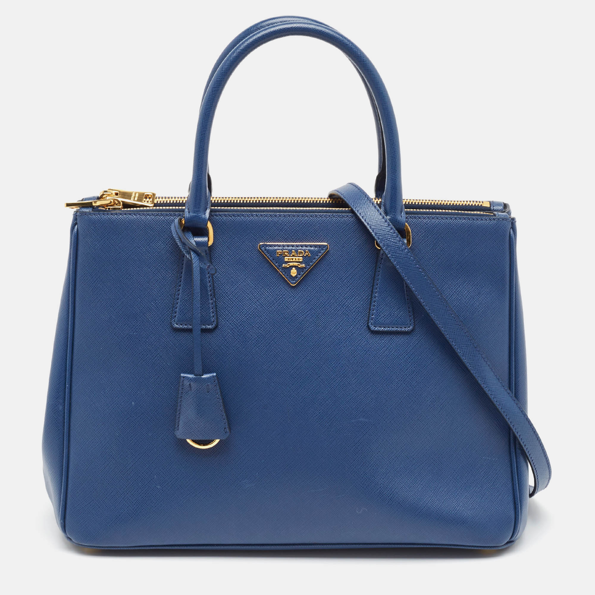 

Prada Navy Blue Saffiano Lux Leather Medium Double Zip Tote