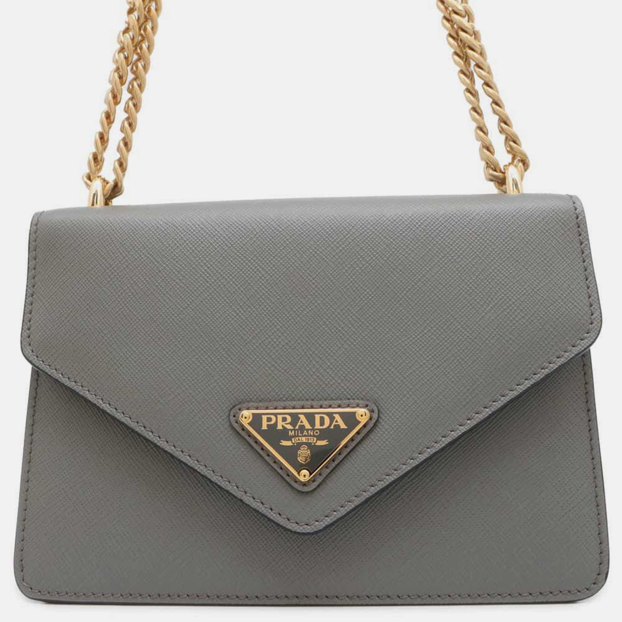 

Prada Gray Saffiano Leather Chain Shoulder Bag, Grey