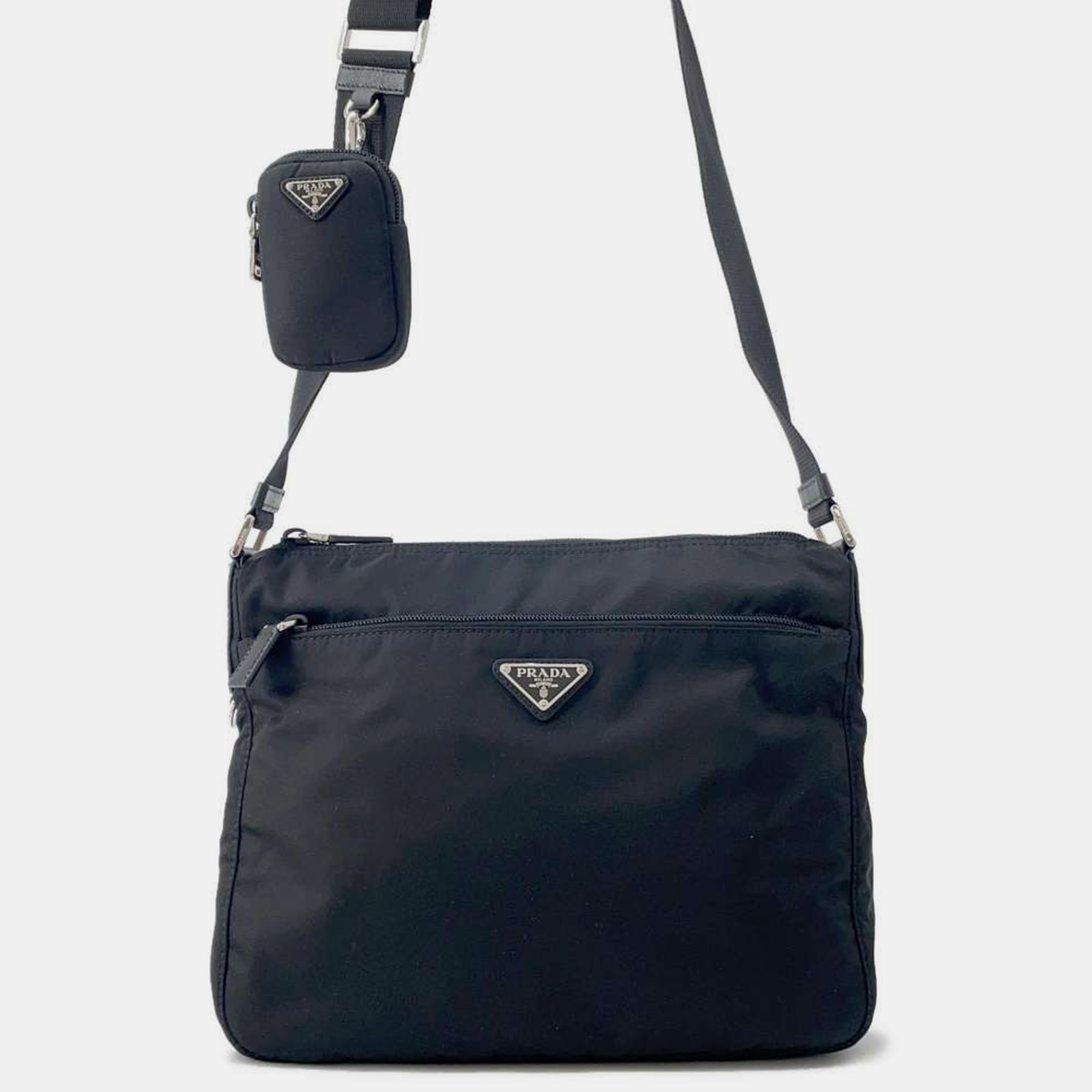 

Prada Black Nylon Leather Re-Nylon Shoulder Bag