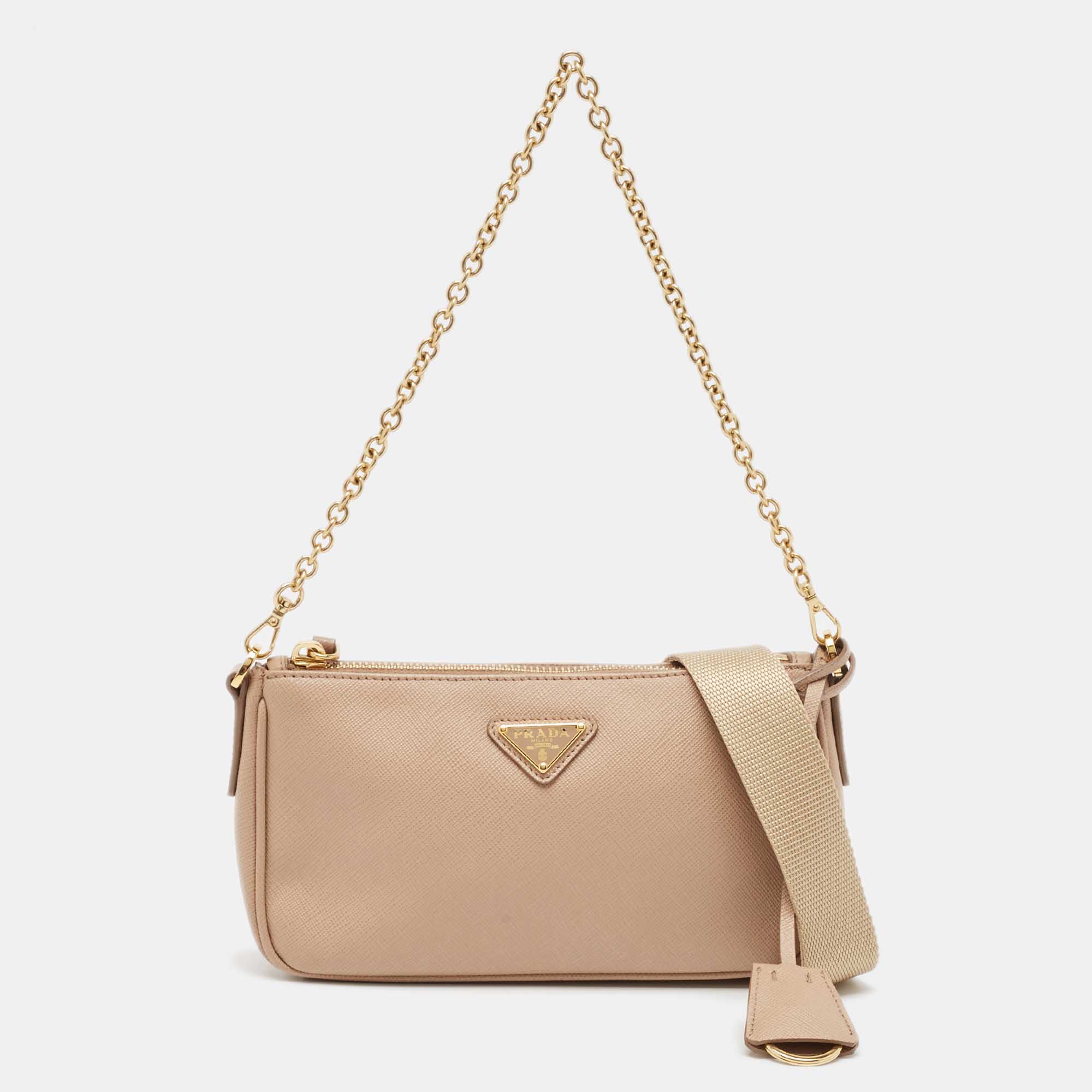 

Prada Beige Saffiano Lux Leather Re-Edition 2000 Bag