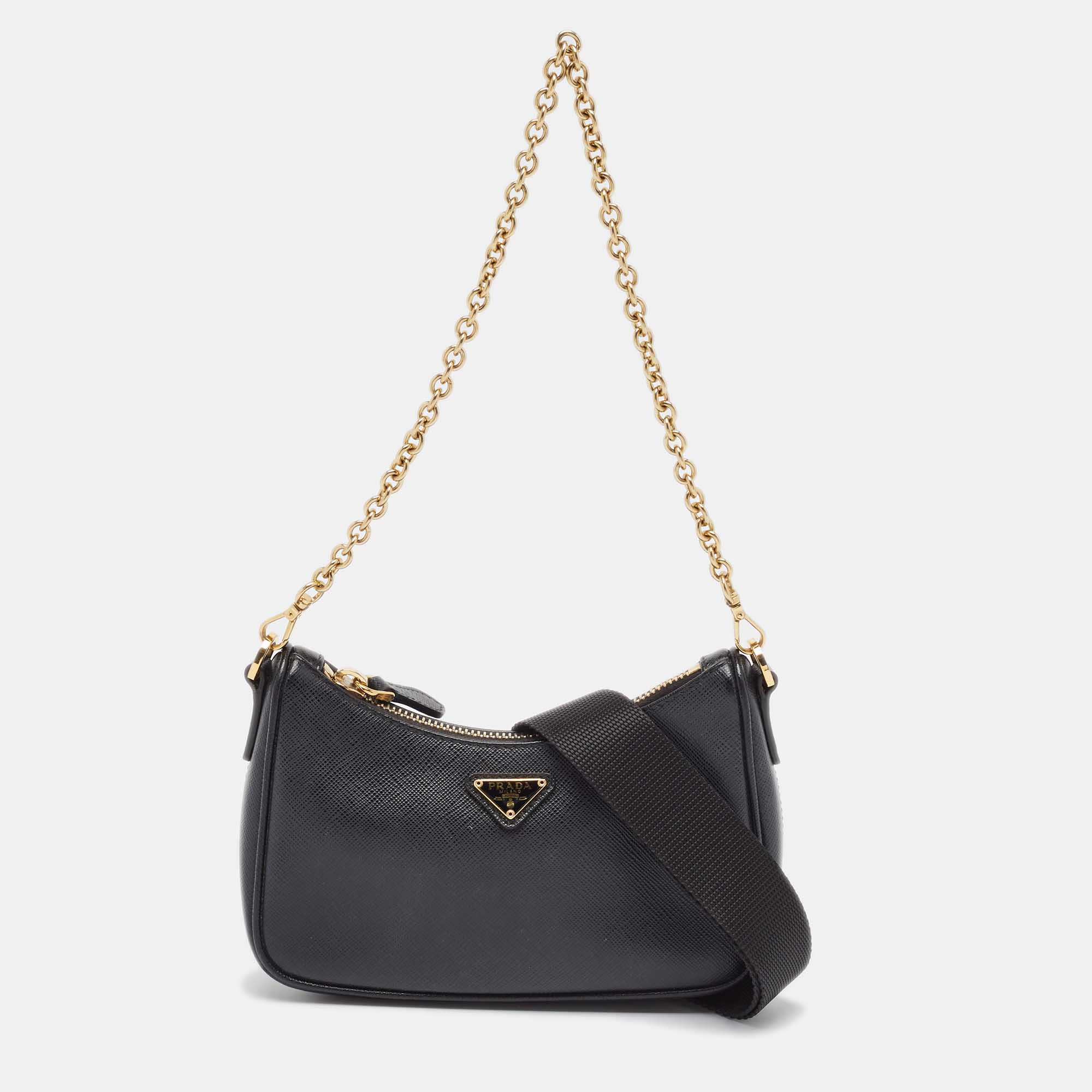 

Prada Black Saffiano Lux Leather Mini Re-edition Bag